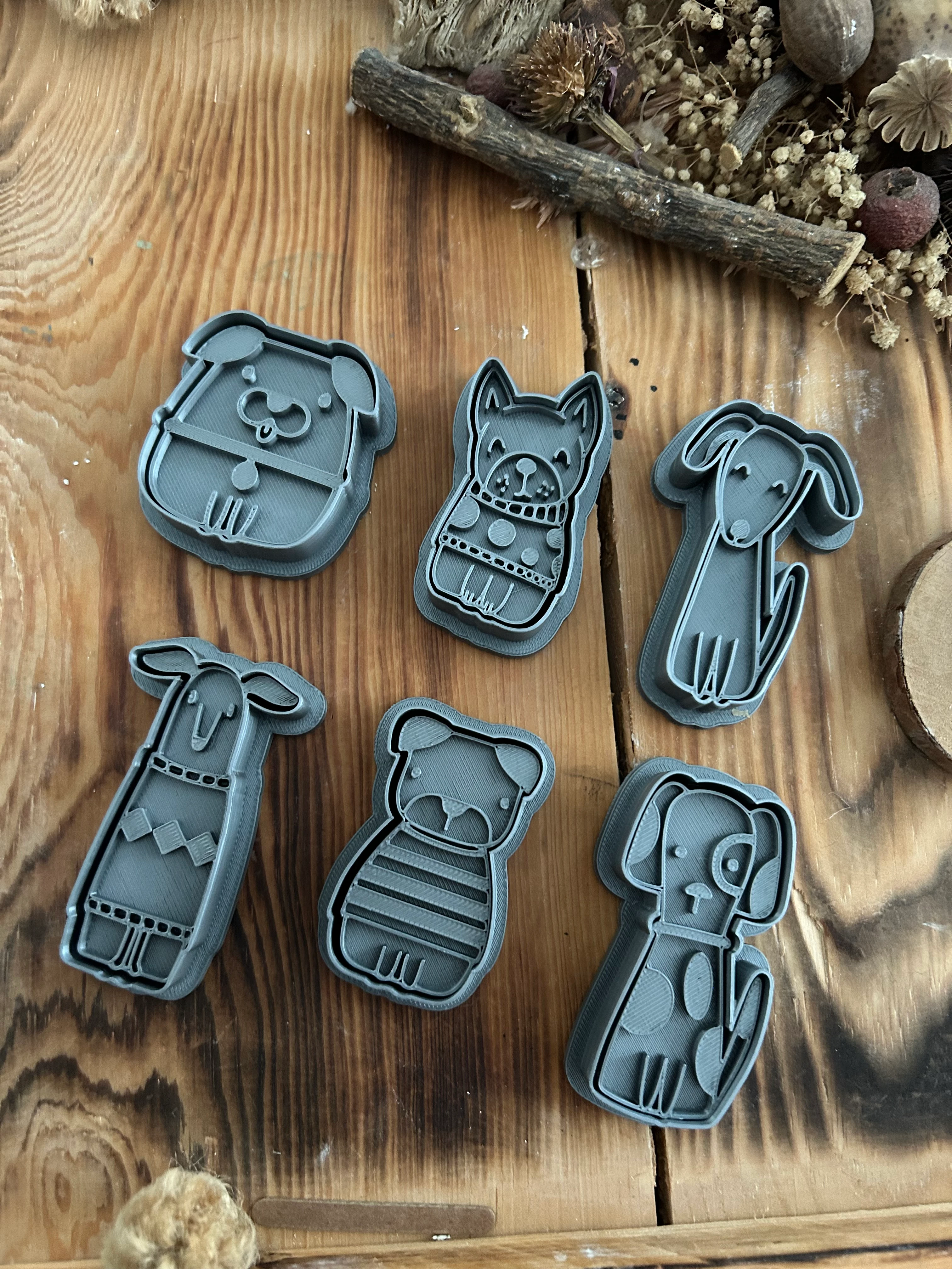 Paw Pals – 6'lı Köpek Damga ve Kesici Seti |Kurabiye|Seramik| Polimer Kil & Hava ile Kuruyan Kil İçin