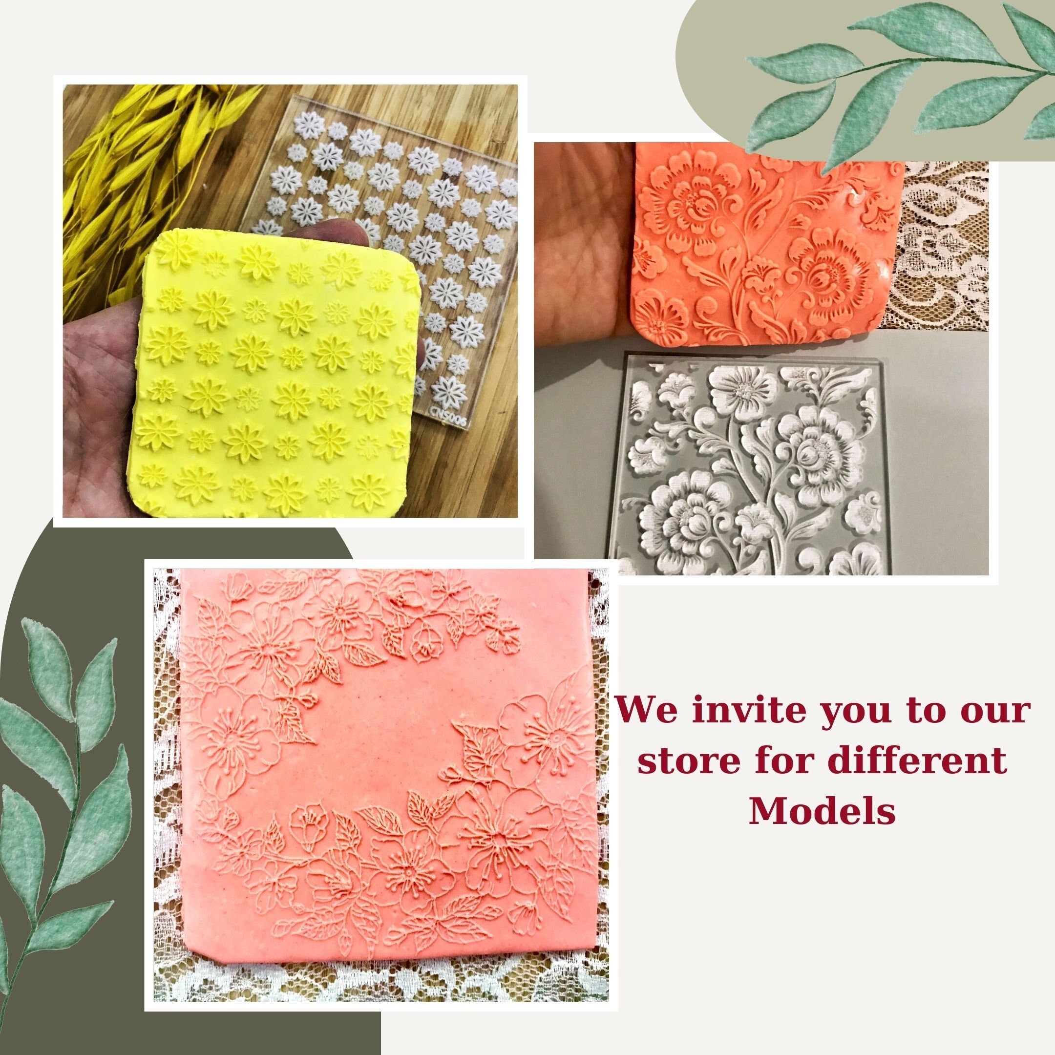 Bamboo Pattern Texture Mat –Stamp for Polymer Clay, Air Dry Clay, Cookies | Rubber And Acrylic Craft Tool & Texture Sheet