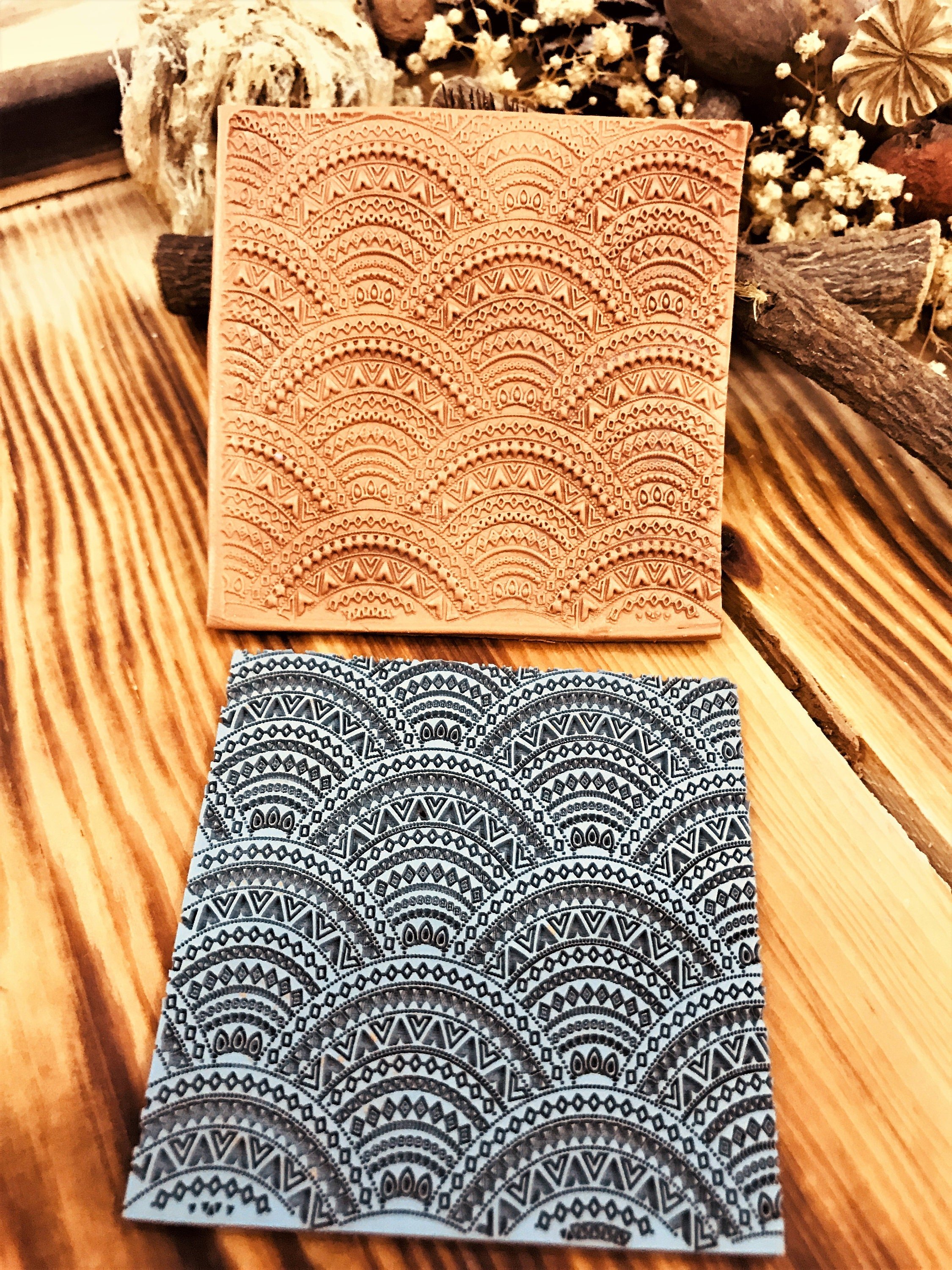 Mandala Art Deco Rubber Texture Mat⎥Polymer Clay Tools⎥Earring Making⎥Hand Roller⎥Clay Texture Tool⎥Jewellery Tools