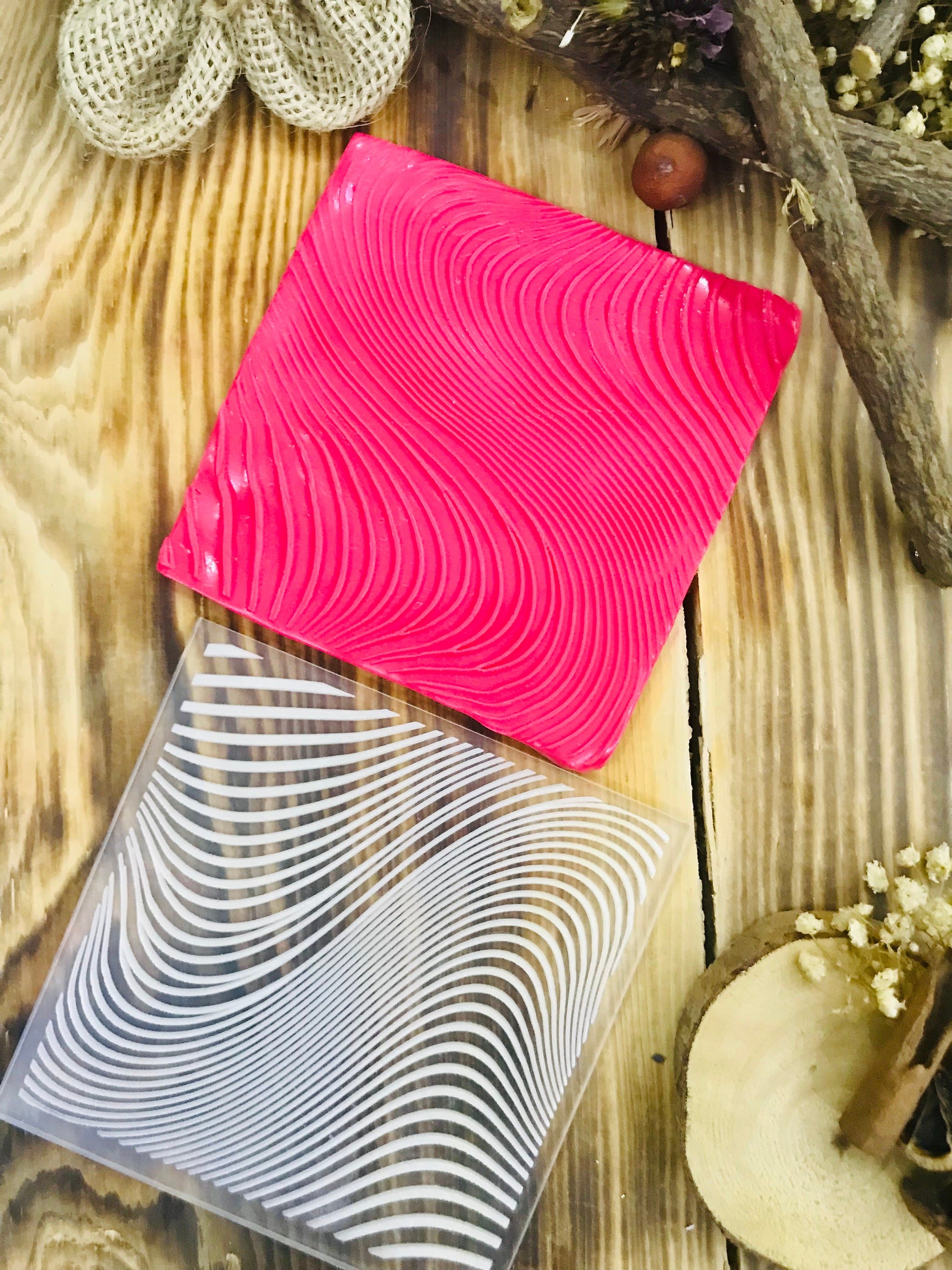 Wave Texture Mat, Polymer Clay Debossing Stamp, Acrylic clay tool, Wave Texture Sheet, Pottery Tools, Ceramic Supplies, Texture Plate