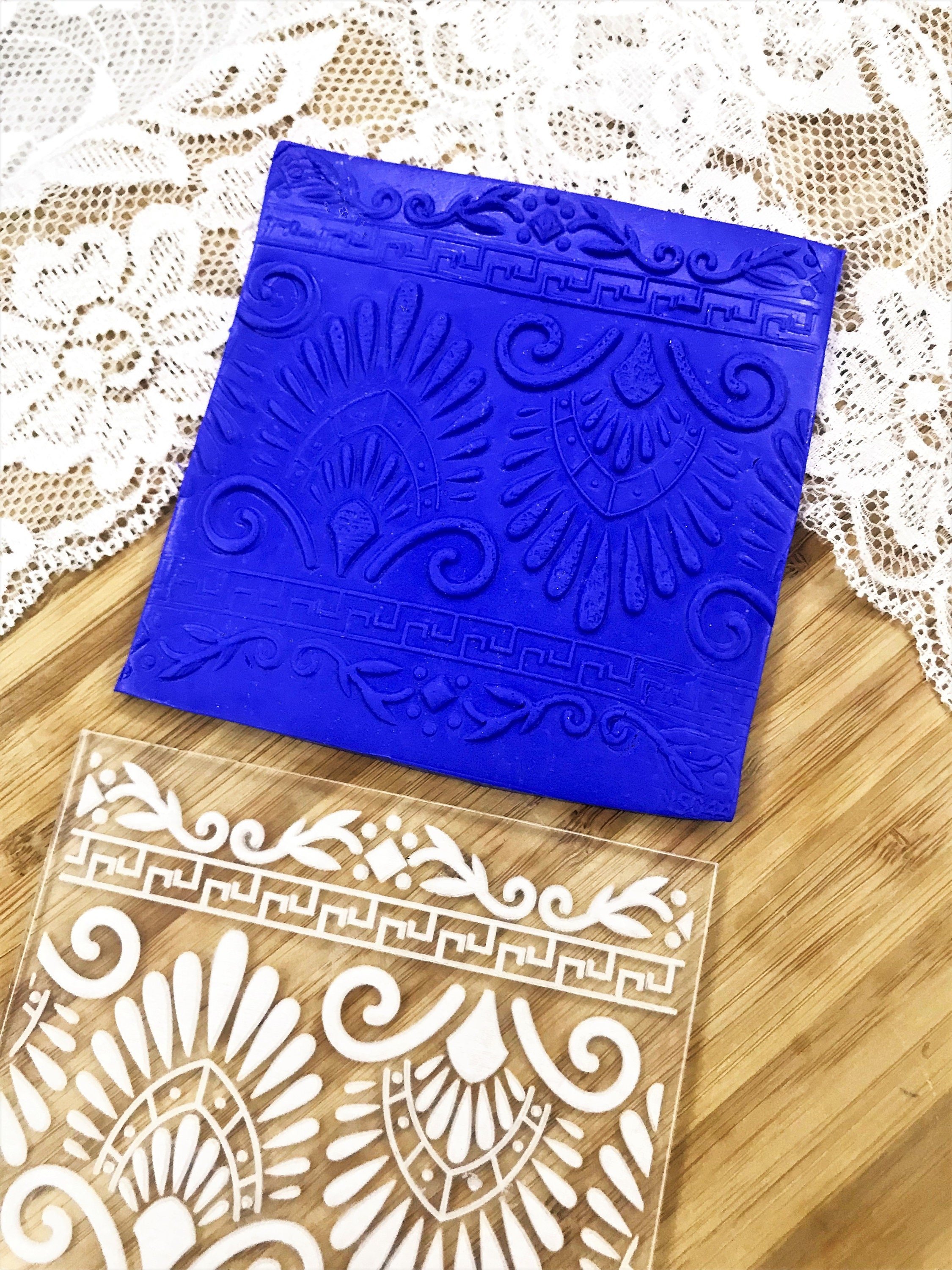 Spanish Tile Rubber or Acrylic Texture Mat – Polymer Clay Stamp, Embossing Tool, Acrylic Texture Sheet, Plaque, Tile for Fimo, Sculpey, Cernit