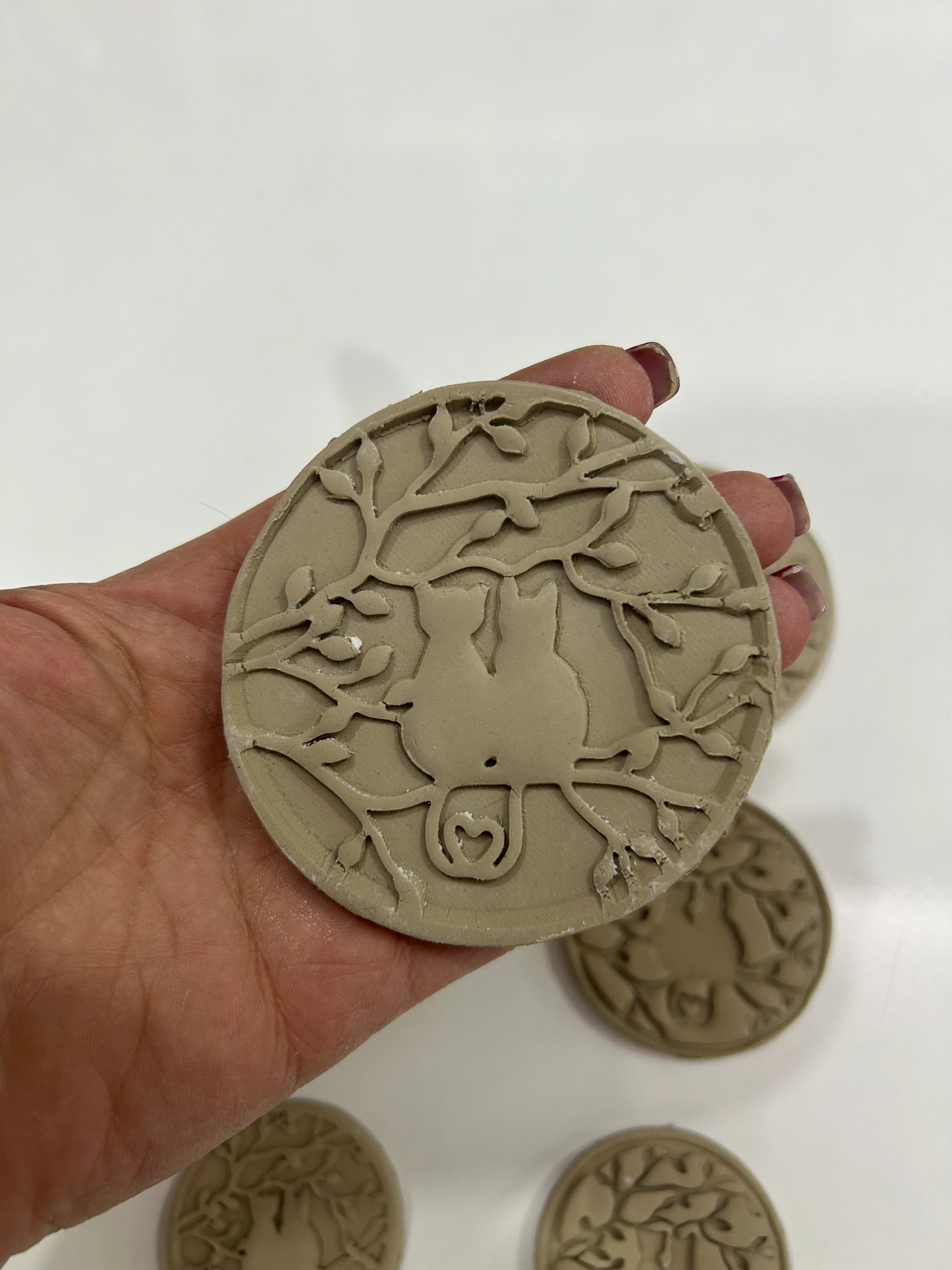 Ağaçta İki Kedi Damga ve Kesici – Kabartma & Stamp – İki Farklı Baskı Türü