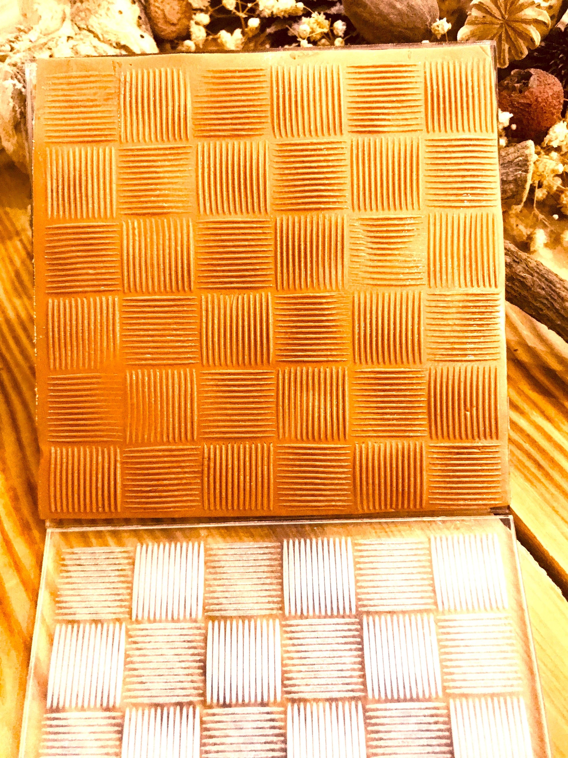 Square Striped Patterned Acrylic Texture Tile, 10*10cm size,Polymer Clay Embossing Stamp,  Texture Plaque,Texture Tile,Fimo, Sculpey, Cernit