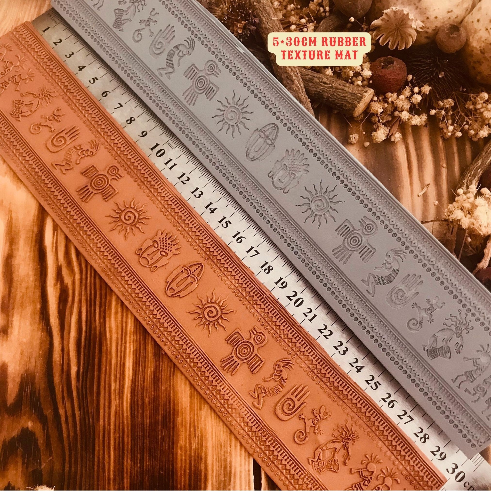 Aztec Texture Mat – Rubber Stamp for Polymer Clay, Pottery, Silver Clay | Earring & Jewelry Making Tool