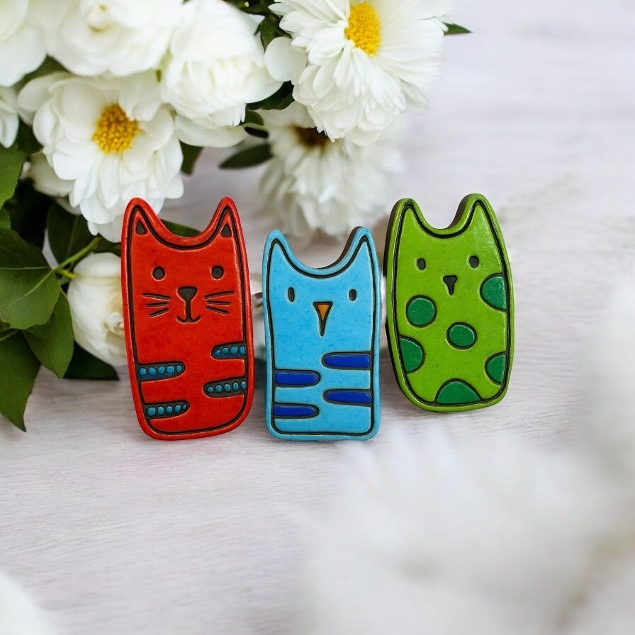 Whisker Friends Kedi Kesici ve Damga Seti – Seramik, Polimer Kil, Hava ile Kuruyan Kil, Sabun ve El İşleri için 6 Sevimli Kedi Tasarımı