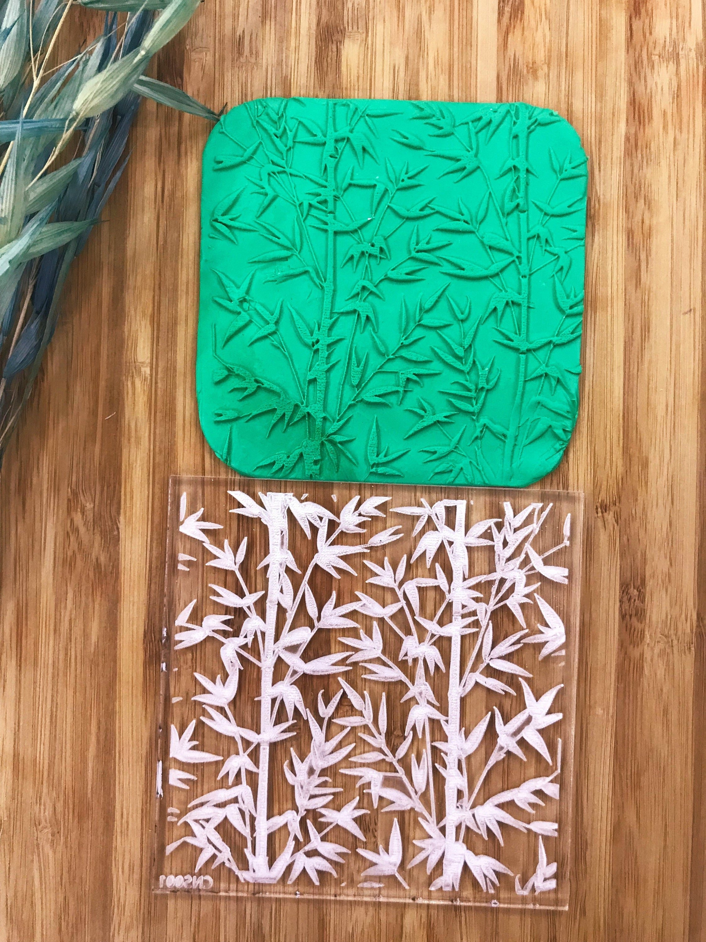 Bamboo Pattern Texture Mat –Stamp for Polymer Clay, Air Dry Clay, Cookies | Rubber And Acrylic Craft Tool & Texture Sheet
