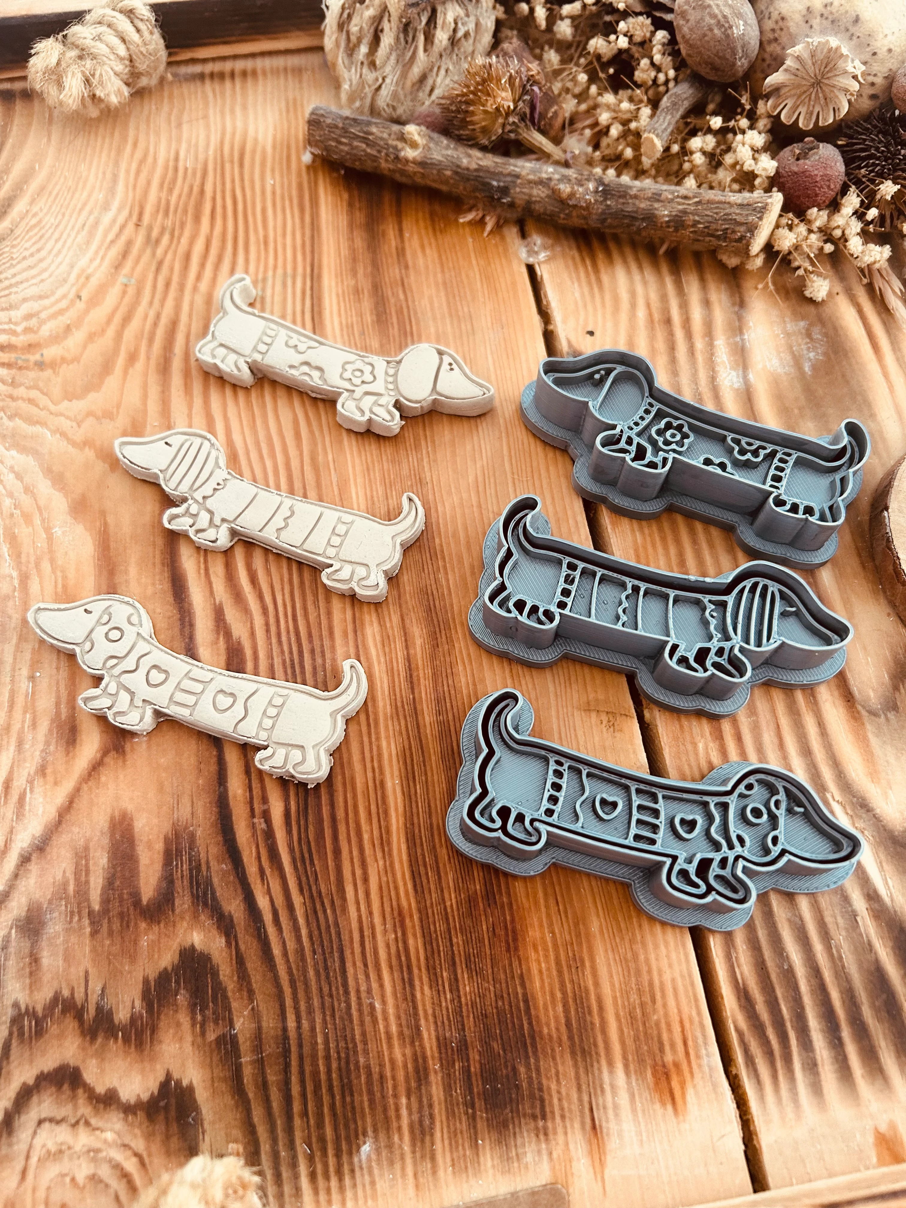 Sausage Dog Cutter & Stamp Set | Christmas Ornament Making Tools