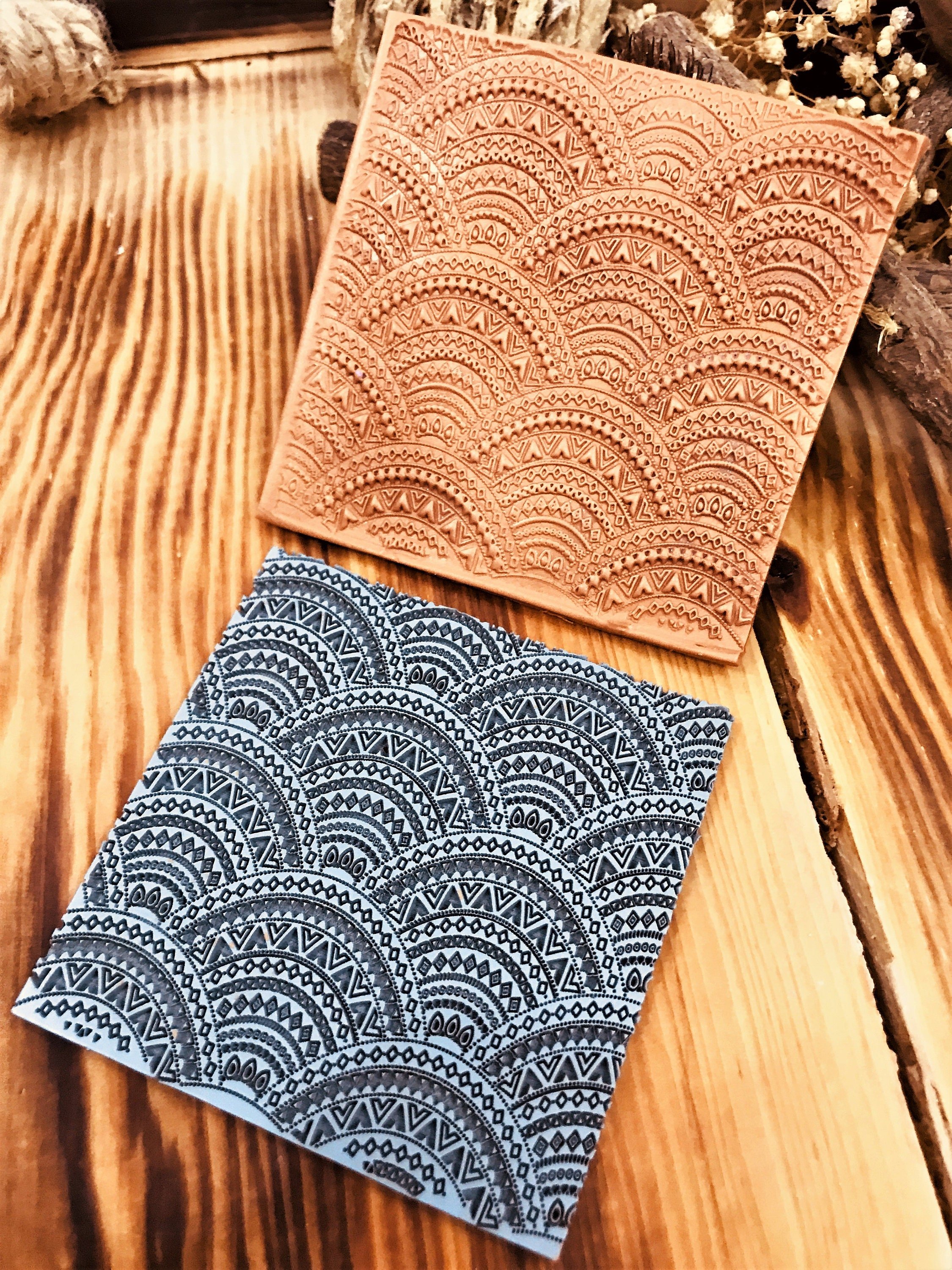 Mandala Art Deco Rubber Texture Mat⎥Polymer Clay Tools⎥Earring Making⎥Hand Roller⎥Clay Texture Tool⎥Jewellery Tools