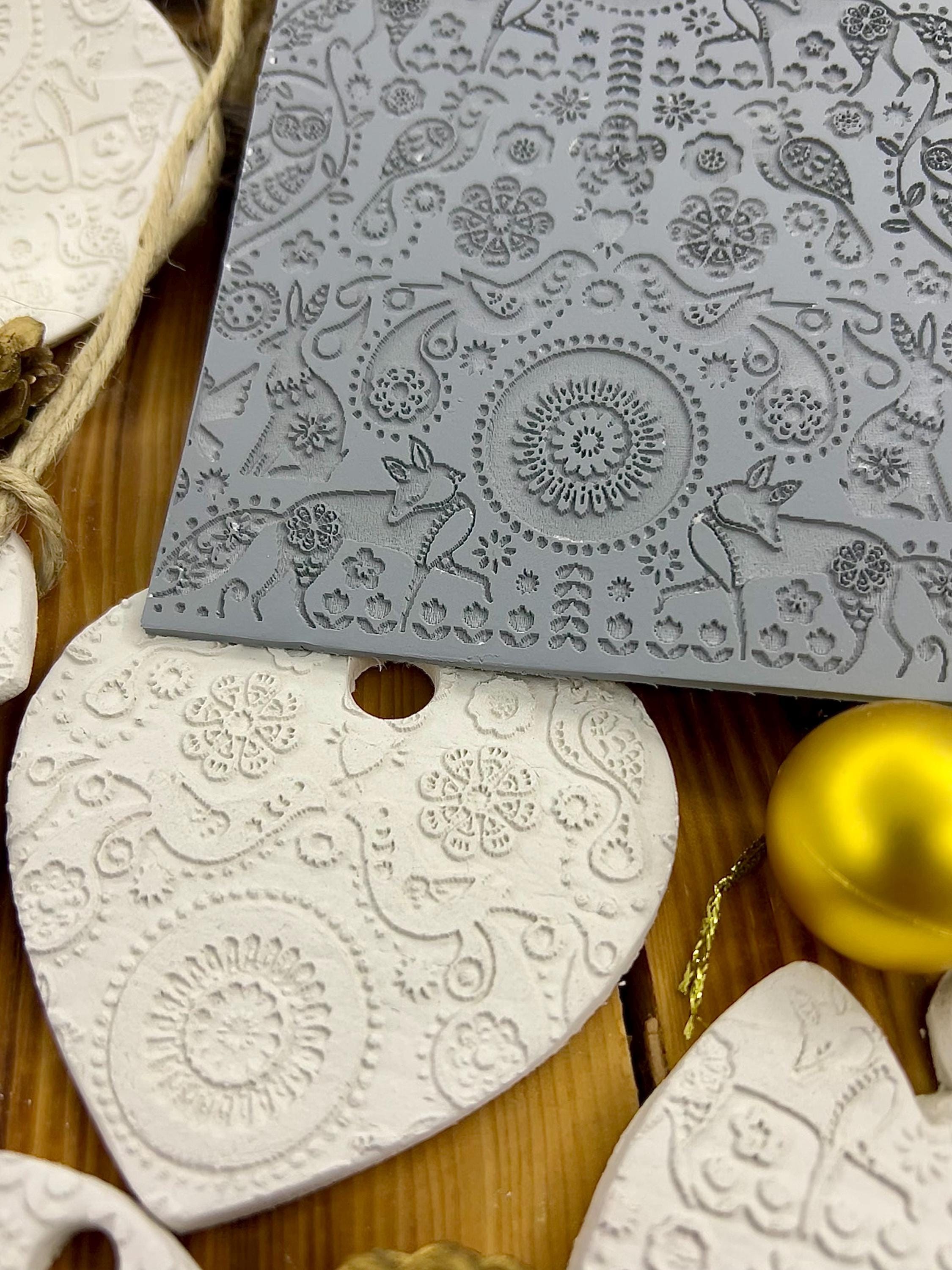 Christmas Nordic Ornament Rubber Texture Mat – 10 x 14 cm for Polymer Clay, Soap, Metal Clay & More