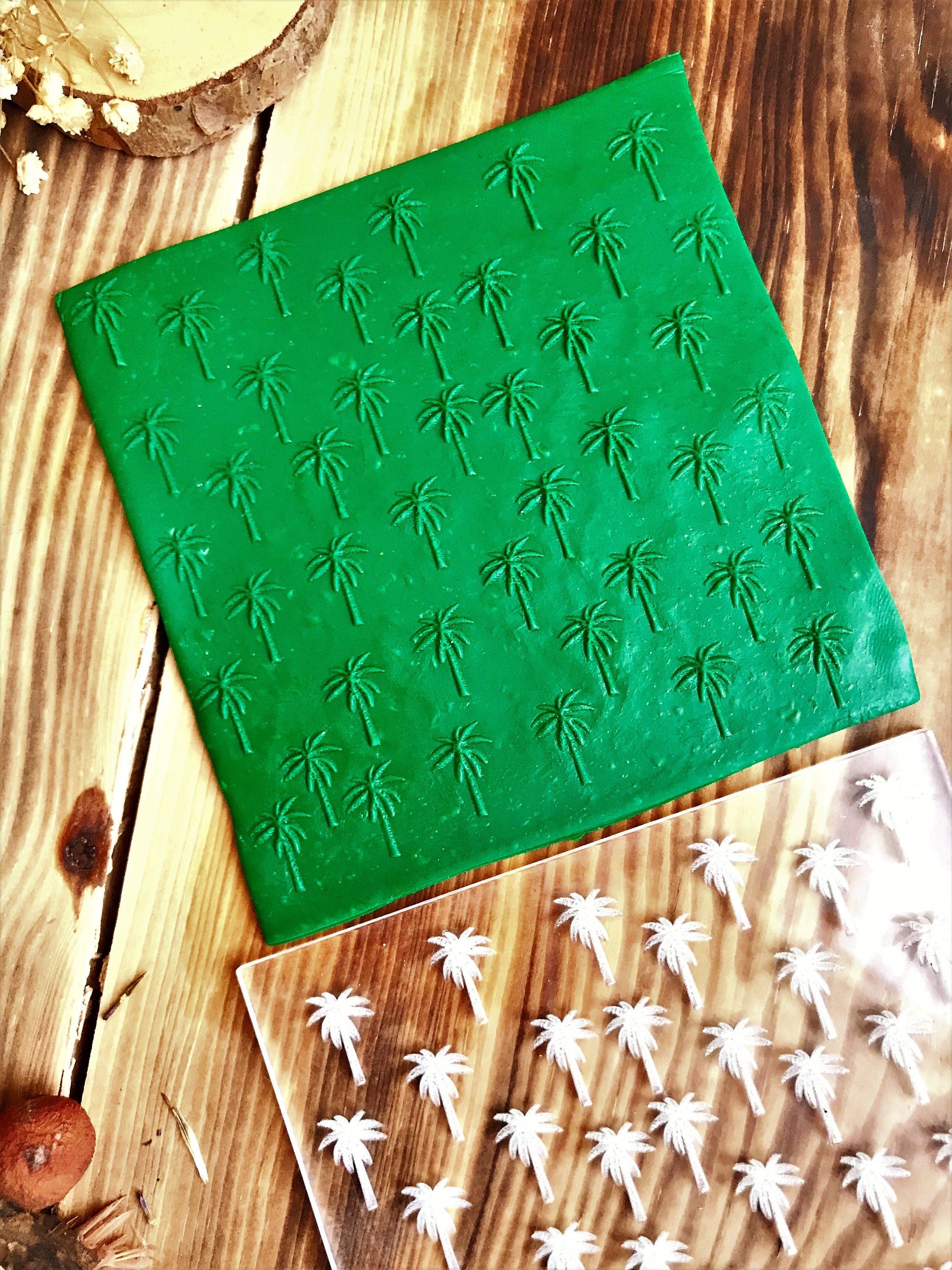 Palm Tree Texture Sheet for Polymer Clay,  Clay Stamp, Acrylic clay tool, Texture Sheet, Ceramic Supplies, Texture Plate