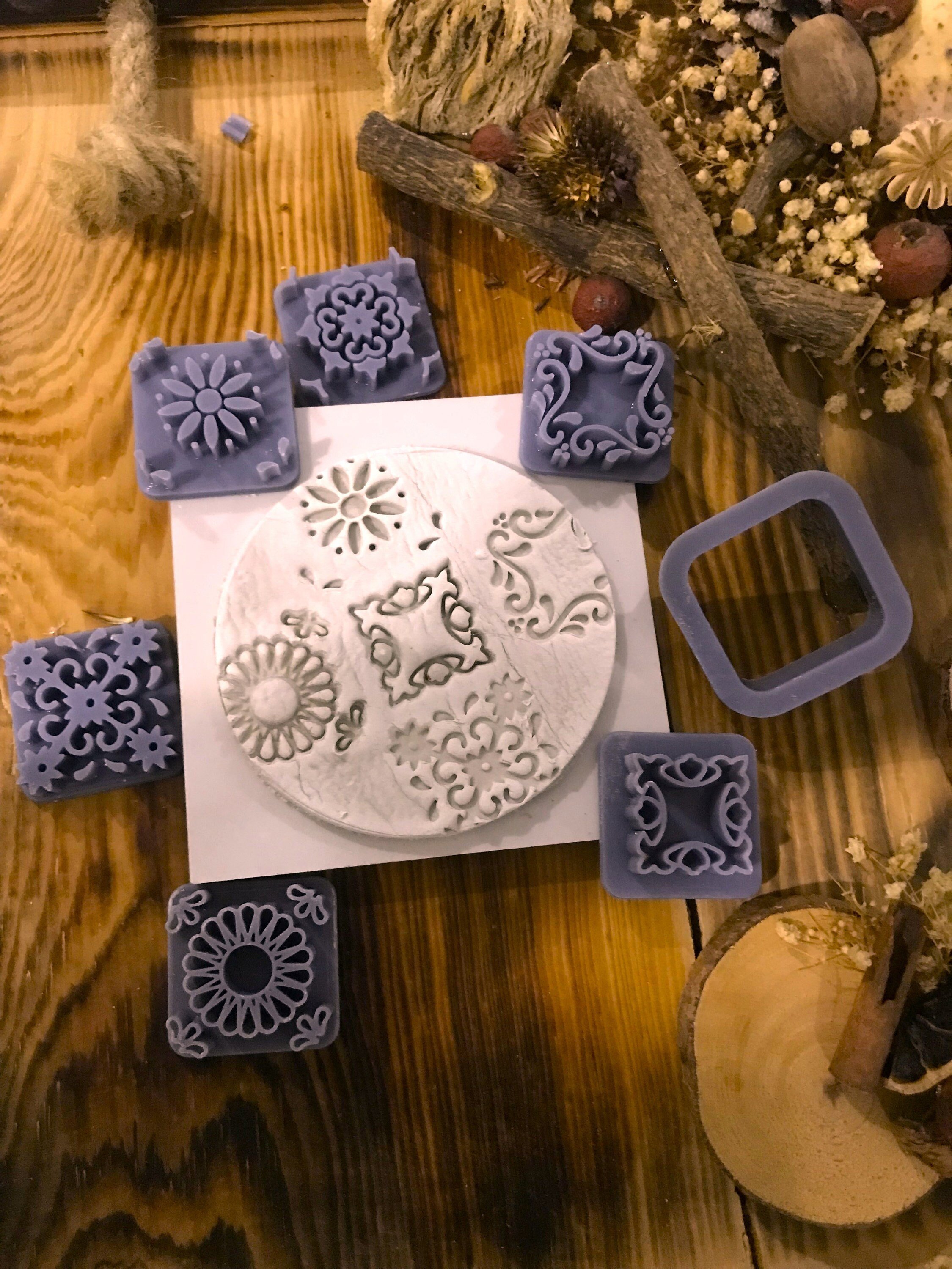 ✨ 6-Stamp + 1 Cutter Moroccan Tile Set – Perfect for Polymer Clay, Ceramic, and Baking! ✨
