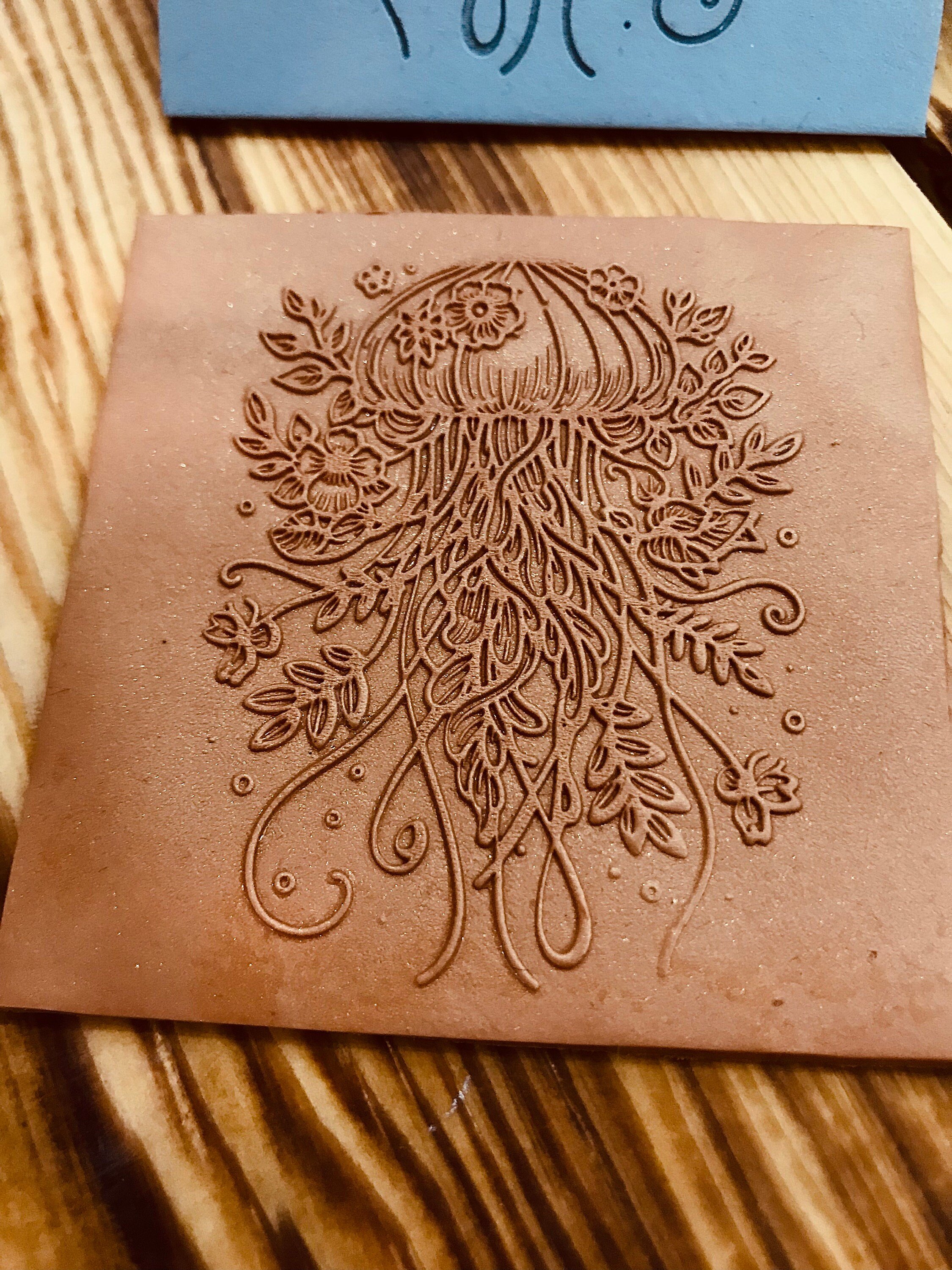 Jellyfish With Flowers Pattern Rubber Texture Mat Polymer Clay Tools⎥Earring Making⎥Hand Roller⎥Clay Texture Tool⎥Jewellery Tools