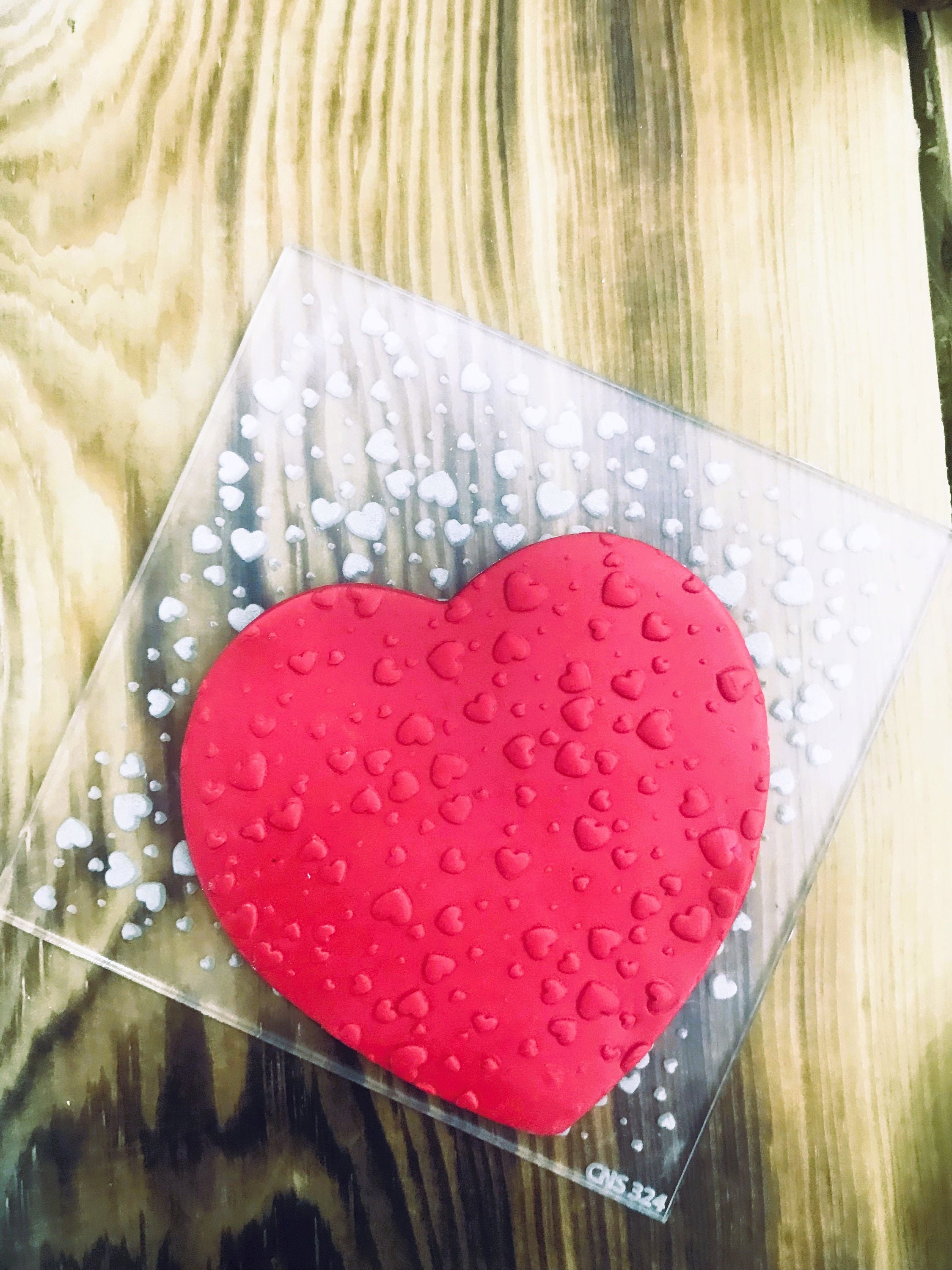 Valentine Heart Pattern Acrylic Texture Embosser, Valentines Day ,Acrylic clay texture tool, Clay Texture Sheet, Ceramic Earring Supplies