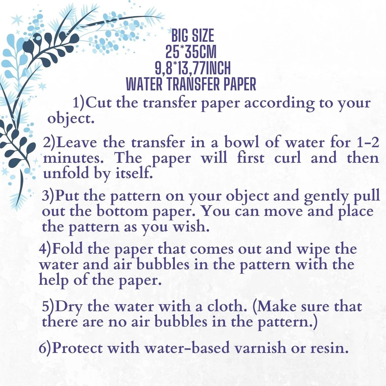 Water transfer paper for Polymer Clay, Ceramics and Wood, Large size 17*25cm