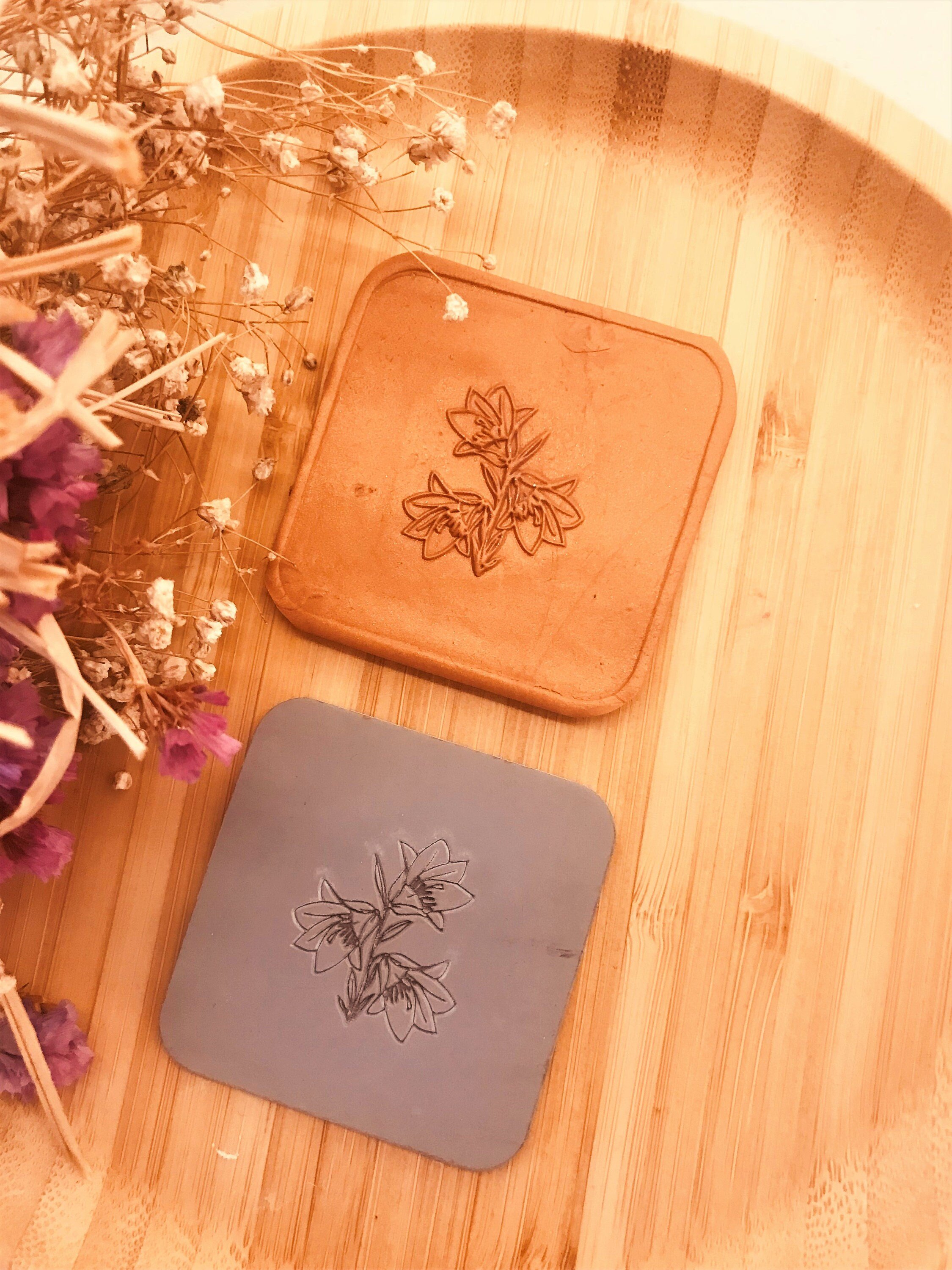 Lily Bouquet Rubber Texture Mat⎥Polymer Clay Tools⎥Earring Making⎥Hand Roller⎥Clay Texture Tool⎥Jewellery Tools