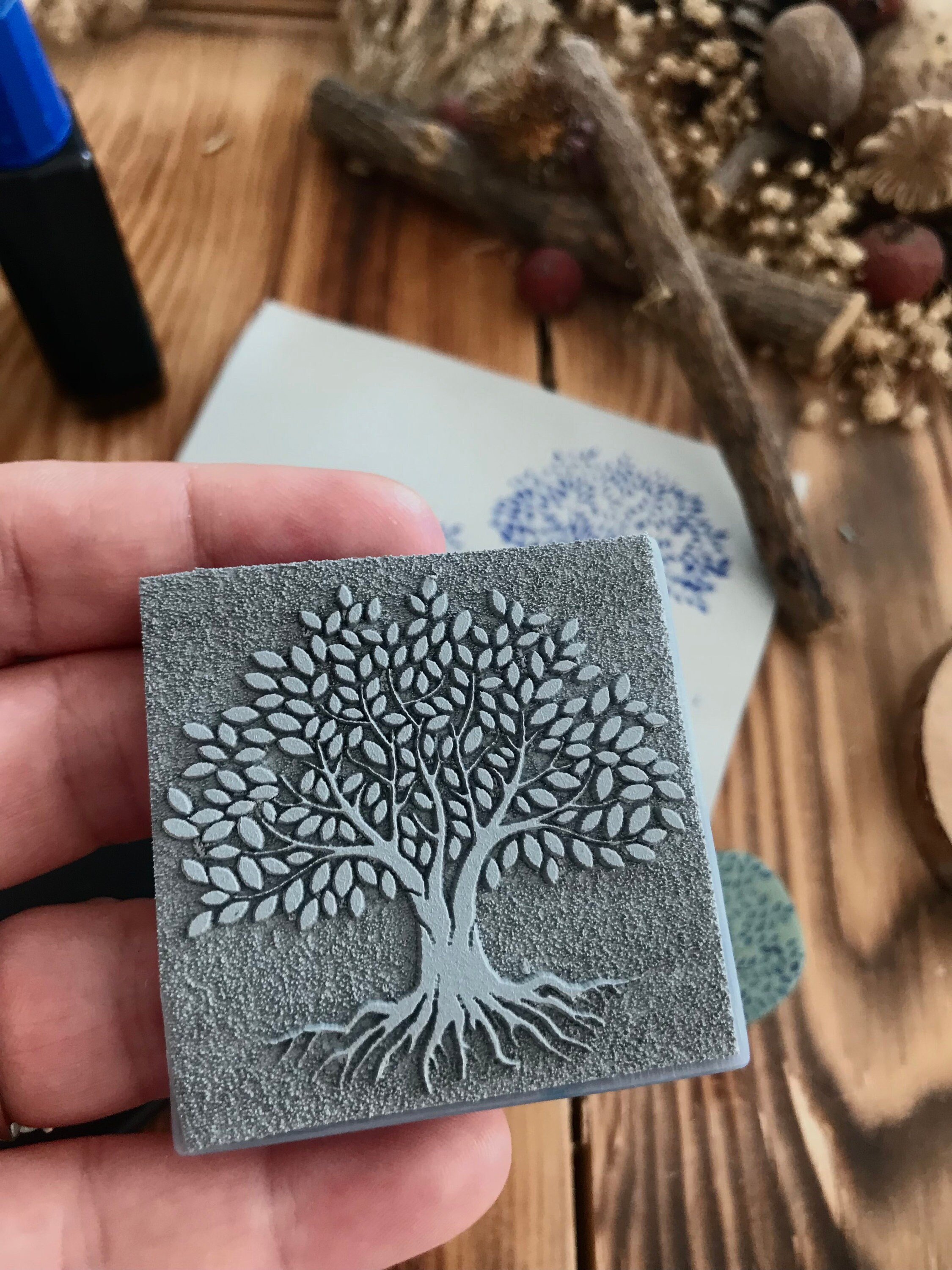 Life of Tree Rubber Stamp for Scrapbooking Decoration, Polymer Clay Deboss Stamp, Decorative Packaging, Card Making, DIY, Notebook Decorate