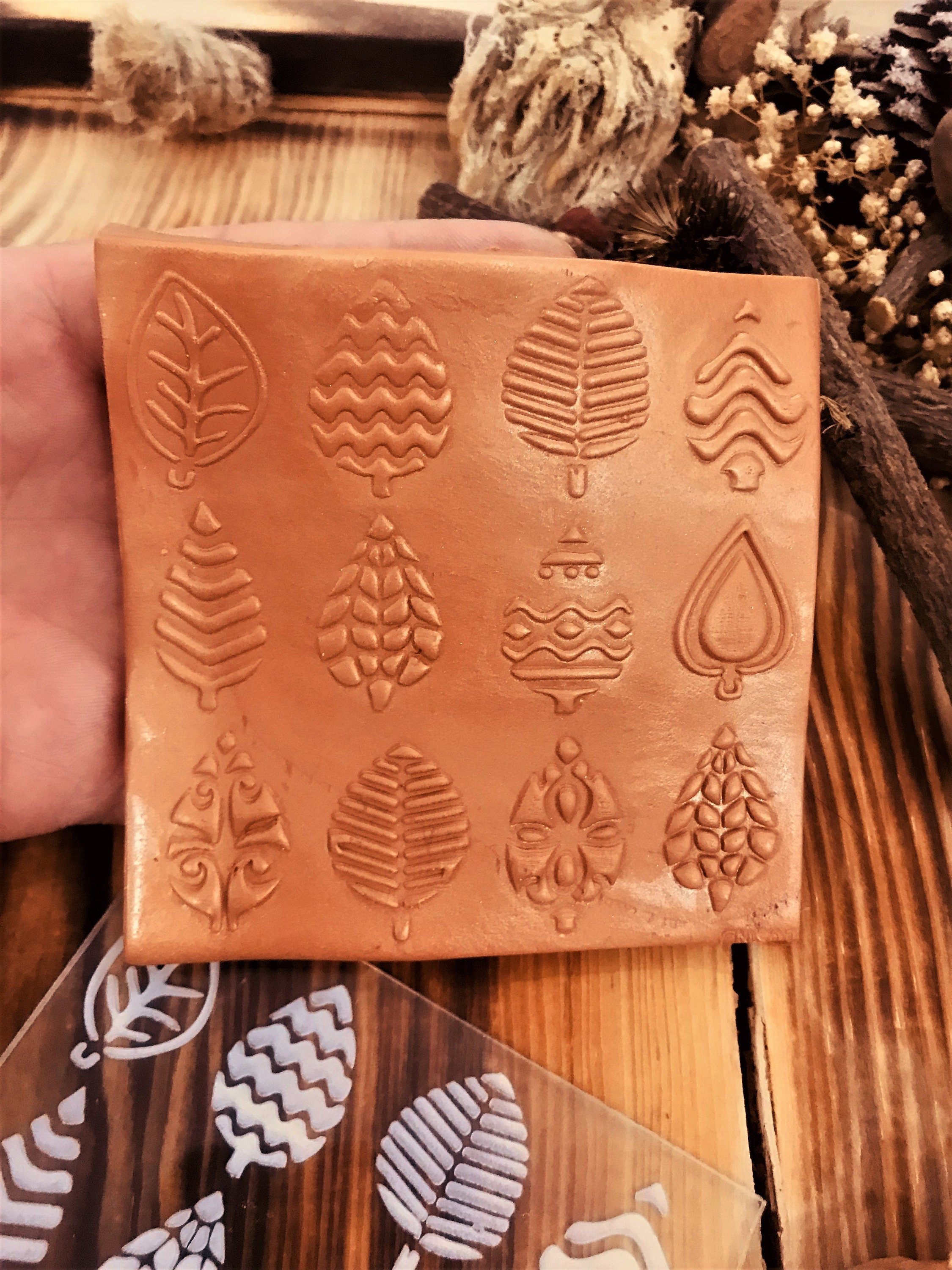 Leaf Texture Mat, Polymer Clay Texture Sheet, Acrylic Ceramic Texture tool, Polymer Clay Earring Tool, Acrylic Plate, Dough Fondant