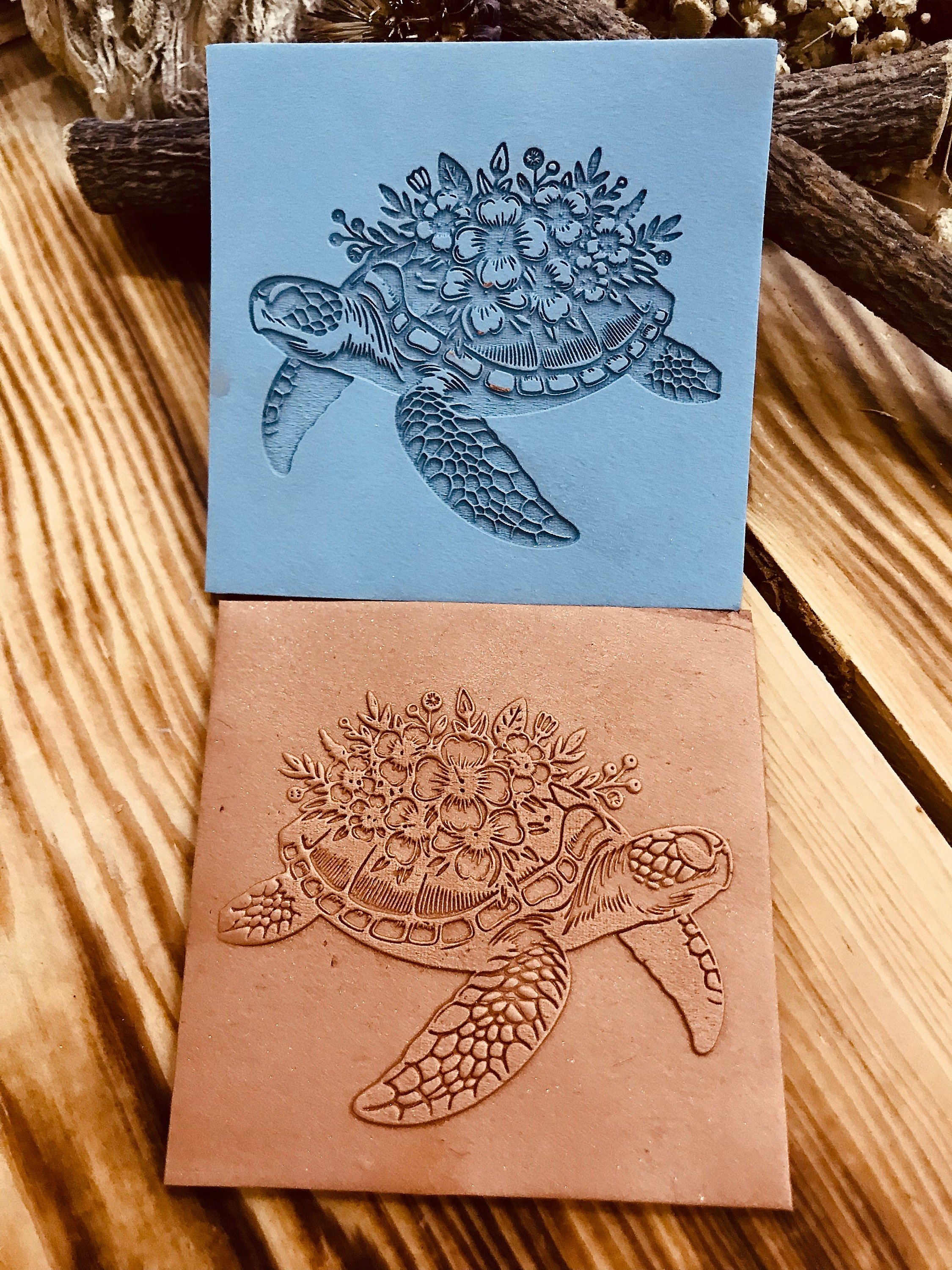 Sea Turtle With Flowers Pattern Rubber Texture Mat Polymer Clay Tools⎥Earring Making⎥Hand Roller⎥Clay Texture Tool⎥Jewellery Tools