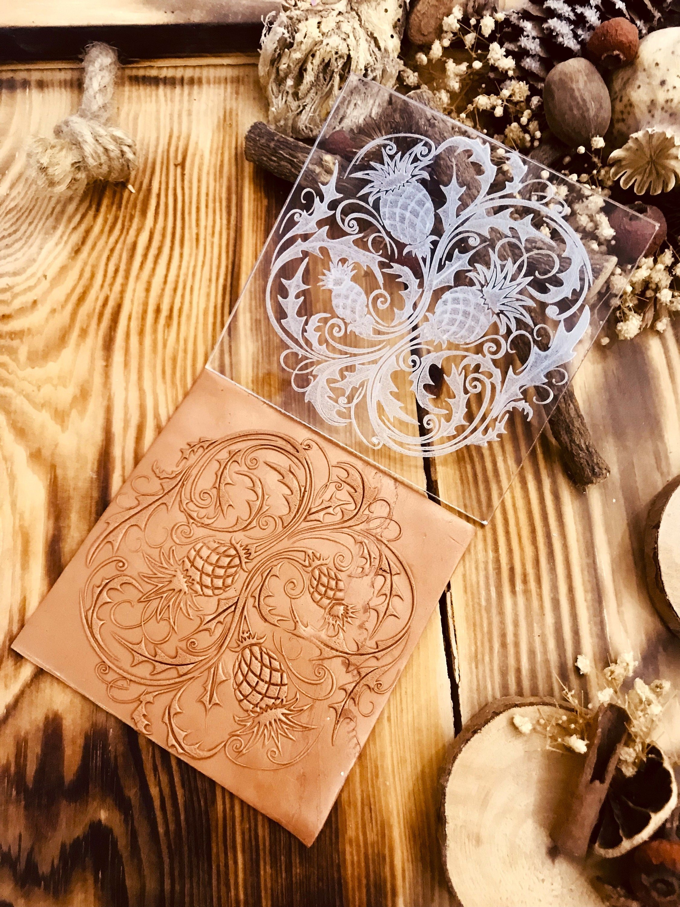 Thistle Pattern Polymer Clay And Fondant Stamp,Embossing Stamp For Polymer Clay, Ceramic , Fondant Stamp, Cookie Embosser, Stamp