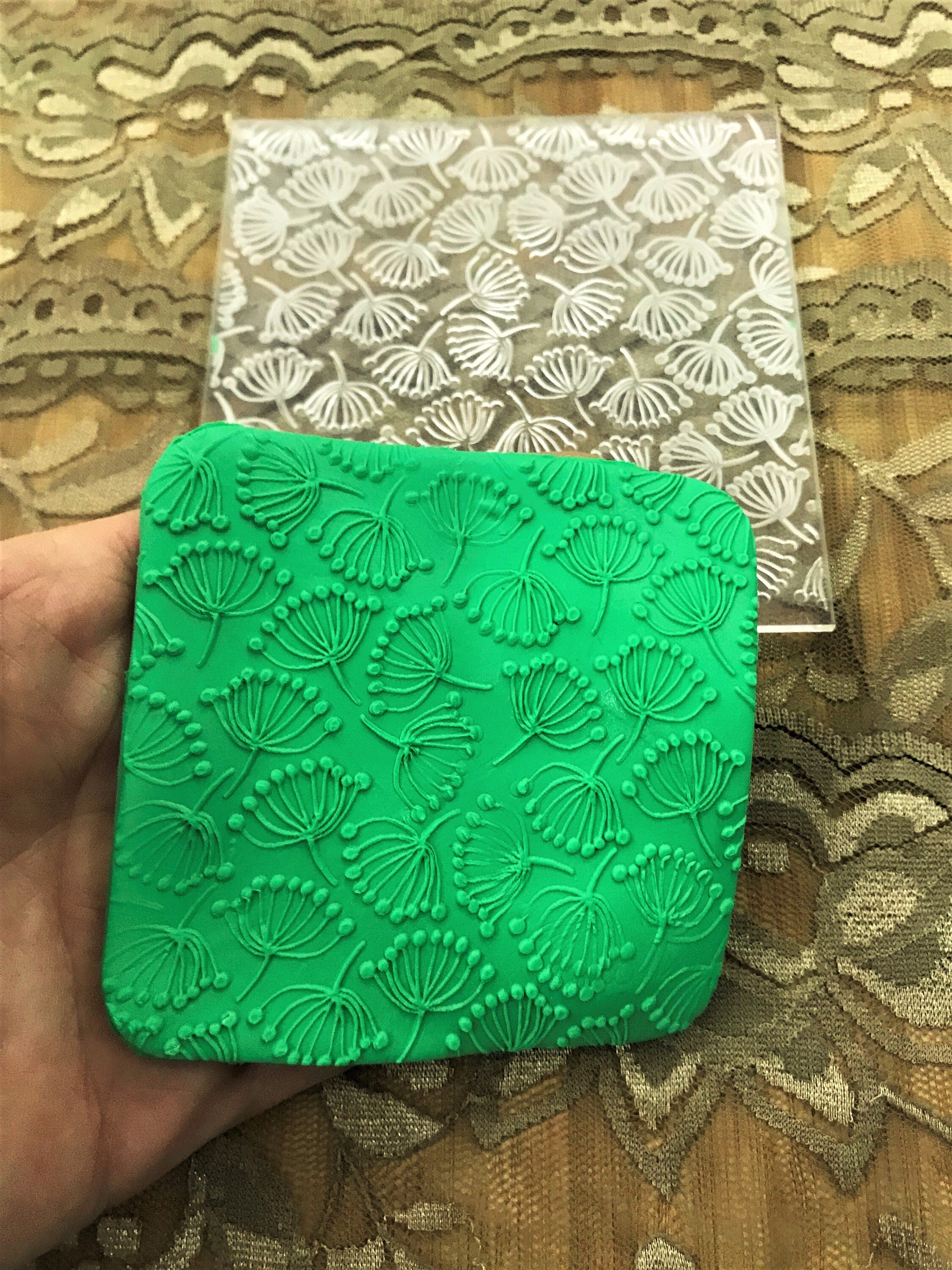 Dandelion Rubber or Acrylic Texture Mat – Polymer Clay Stamp, Embossing Tool, Acrylic Texture Sheet, Plaque, Tile for Fimo, Sculpey, Cernit