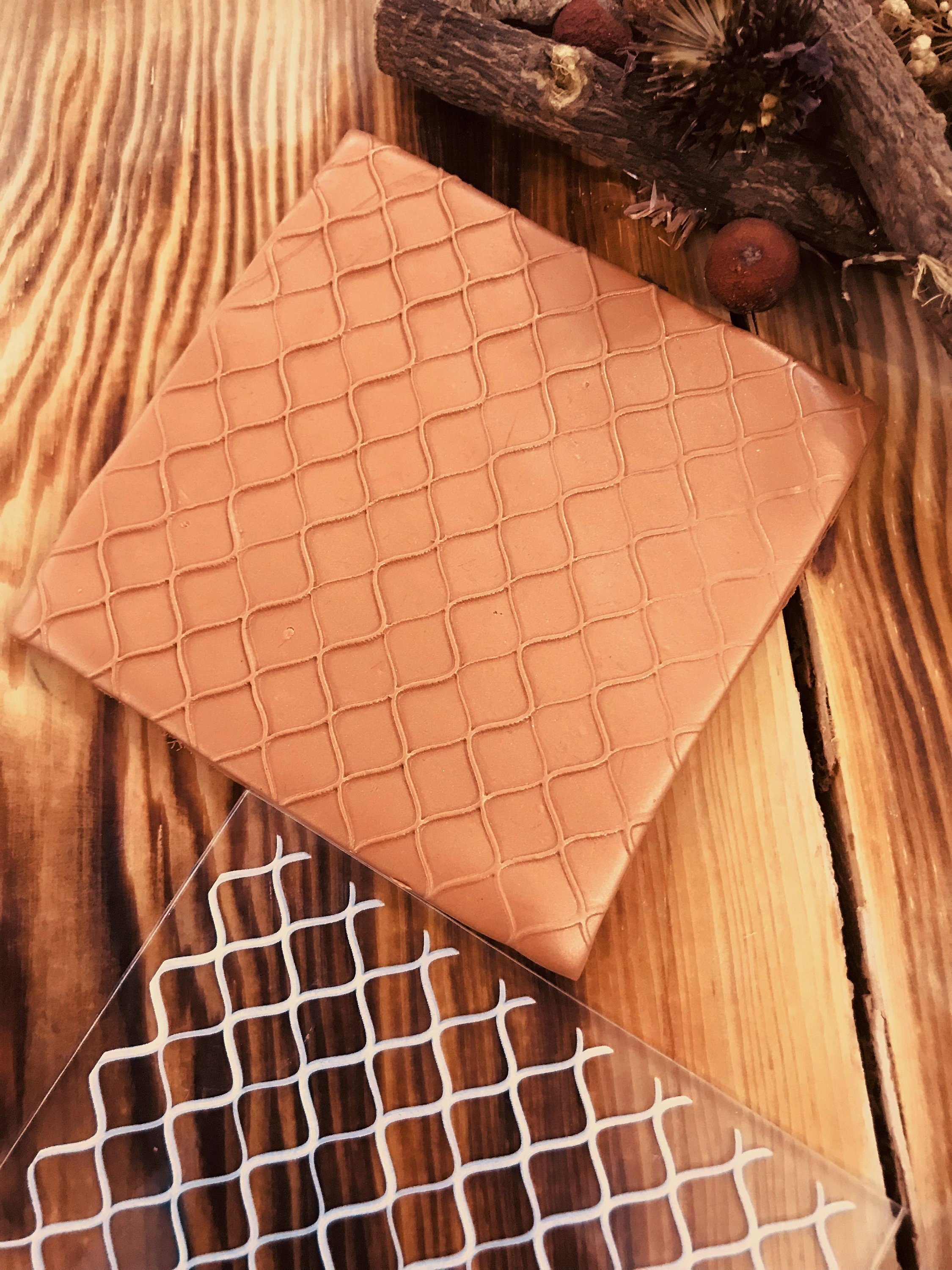 Wave Pattern Polymer Clay Embossing Stamp, Acrylic Impression Mat, Texture Plate, Cake Decorating, Ceramic Supplies, Texture Tile