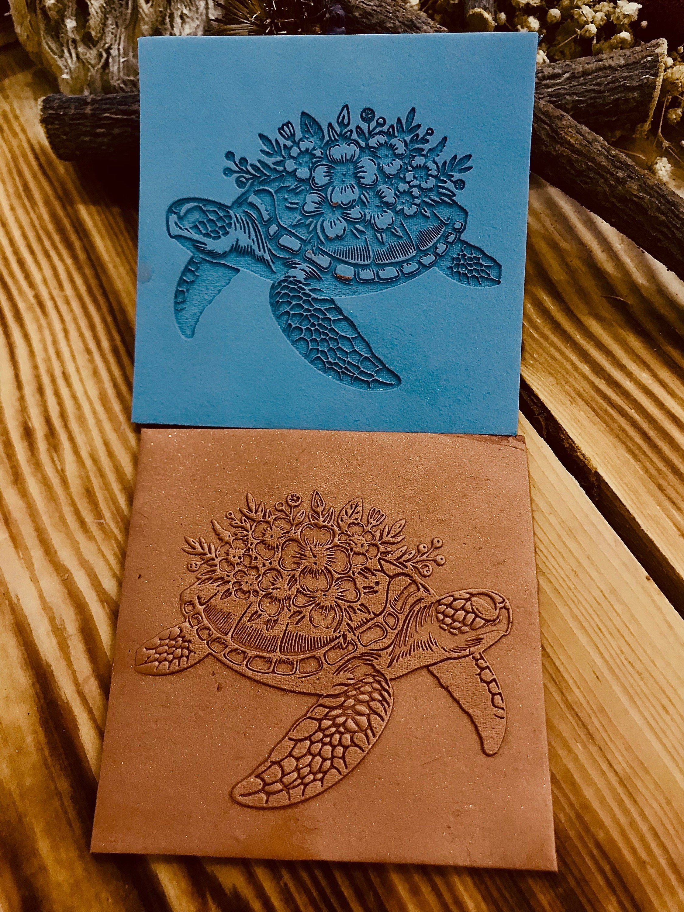 Sea Turtle With Flowers Pattern Rubber Texture Mat Polymer Clay Tools⎥Earring Making⎥Hand Roller⎥Clay Texture Tool⎥Jewellery Tools