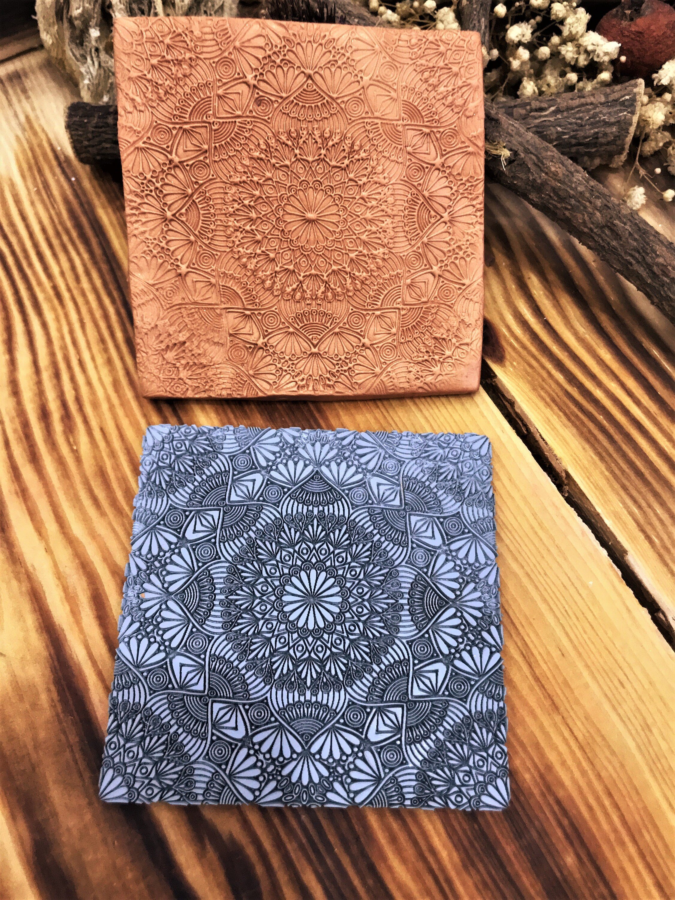 Mandala Art Deco Rubber Texture Mat 10*10Cm⎥Polymer Clay Tools⎥Earring Making⎥Hand Roller⎥Clay Texture Tool⎥Jewellery Tools