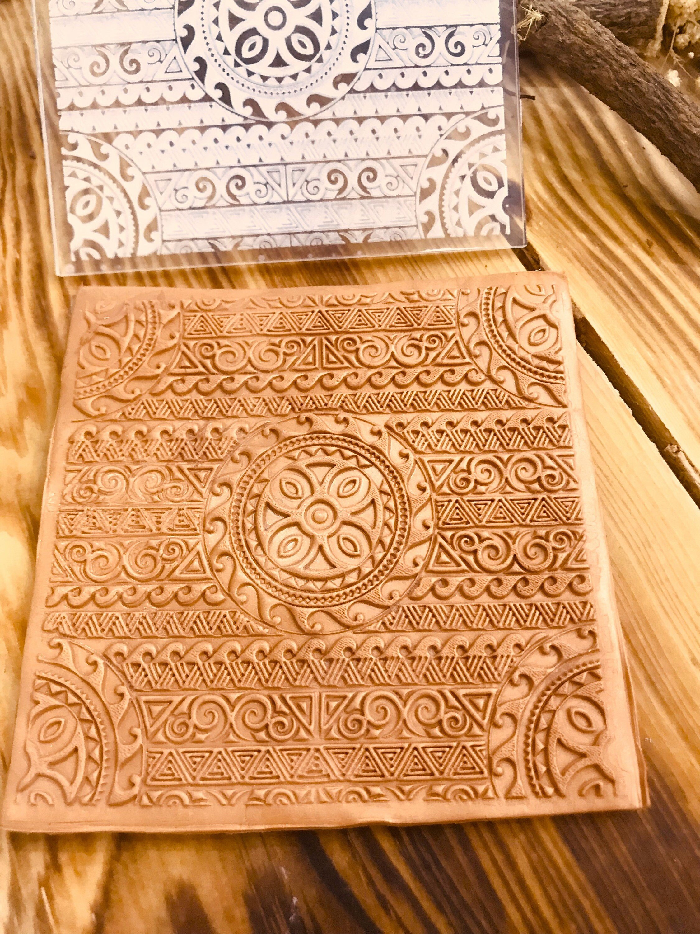 Ethnic Pattern Rubber or Acrylic Texture Mat – Polymer Clay Stamp, Embossing Tool, Acrylic Texture Sheet, Plaque, Tile for Fimo, Sculpey, Cernit