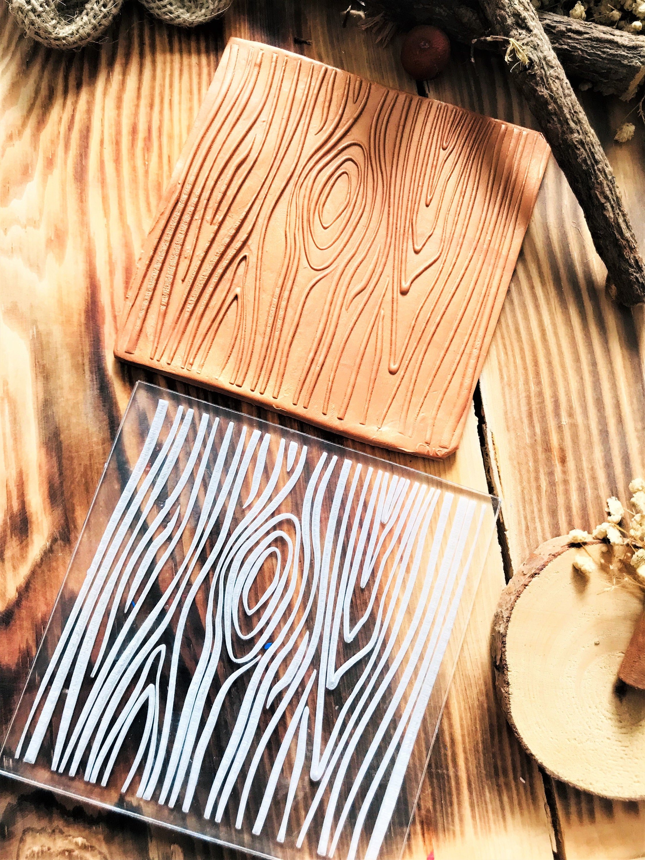 Wood Grain Texture Mat, Polymer Clay Debossing Stamp, Acrylic clay tool, Tree Texture Sheet, Pottery Tools, Ceramic Supplies, Texture Plate