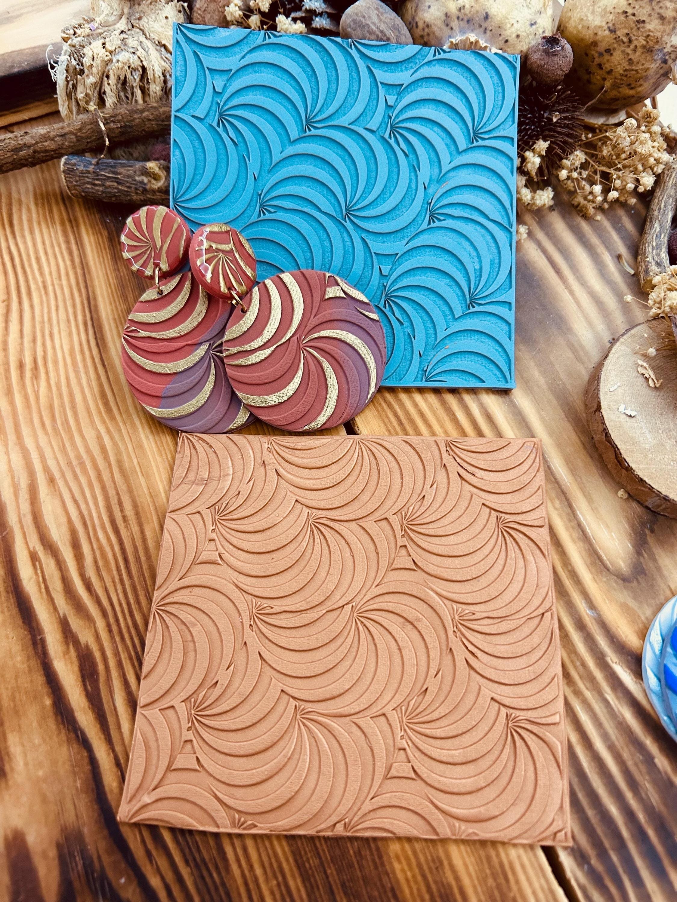 Wave Optical Illusion Pattern Rubber Texture Mat Polymer Clay Tools⎥Earring Making⎥Hand Roller (Picture Size 10*10cm Rubber)