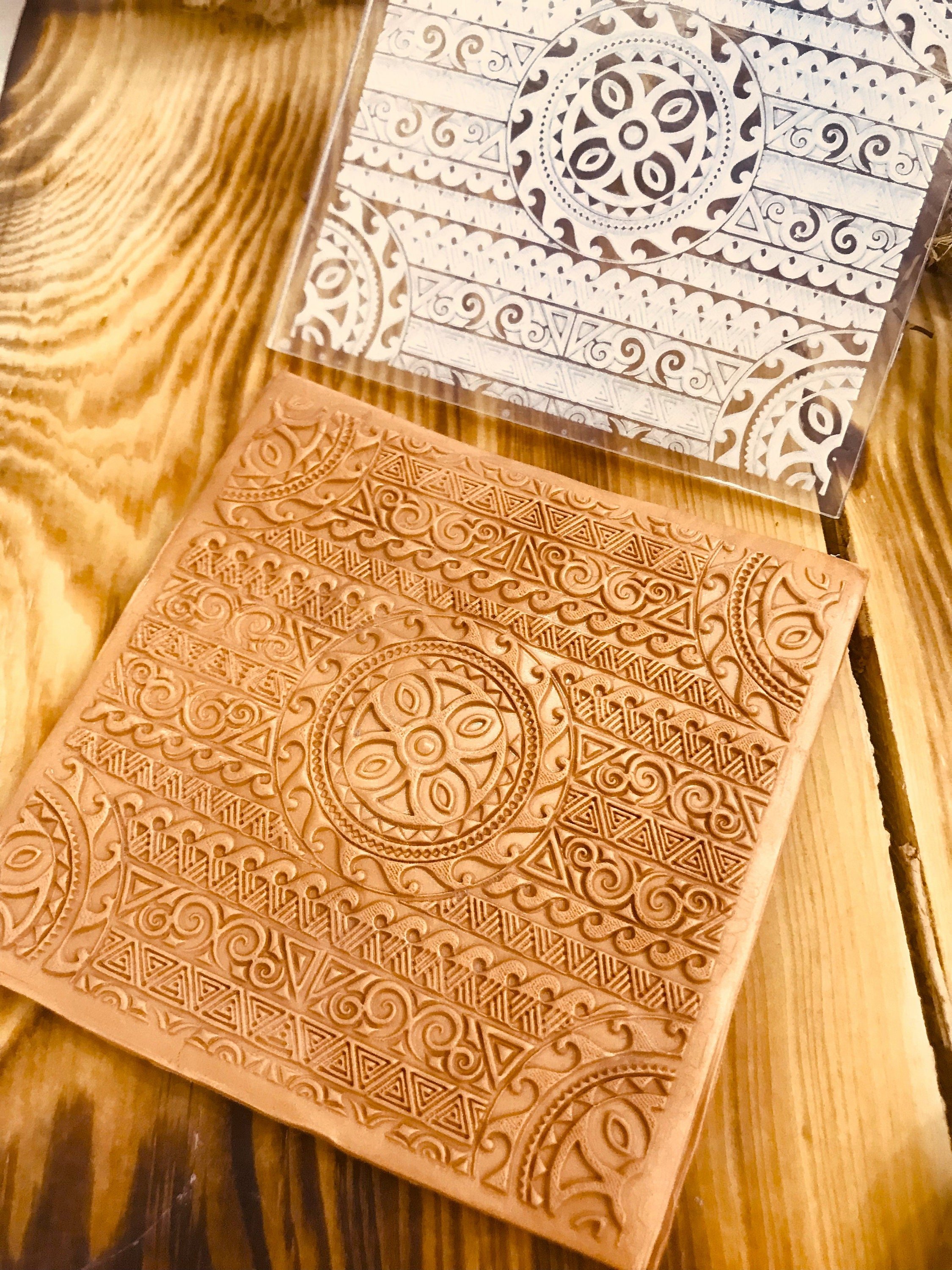 Ethnic Pattern Rubber or Acrylic Texture Mat – Polymer Clay Stamp, Embossing Tool, Acrylic Texture Sheet, Plaque, Tile for Fimo, Sculpey, Cernit