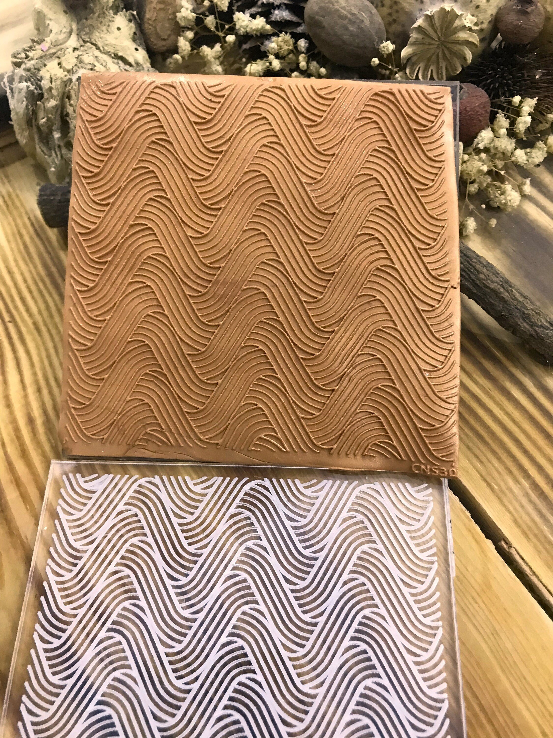 Wave Pattern Acrylic Texture Tile, 10*10cm size,Polymer Clay Embossing Stamp,  Texture Plaque,Texture Tile,Fimo, Sculpey, Cernit