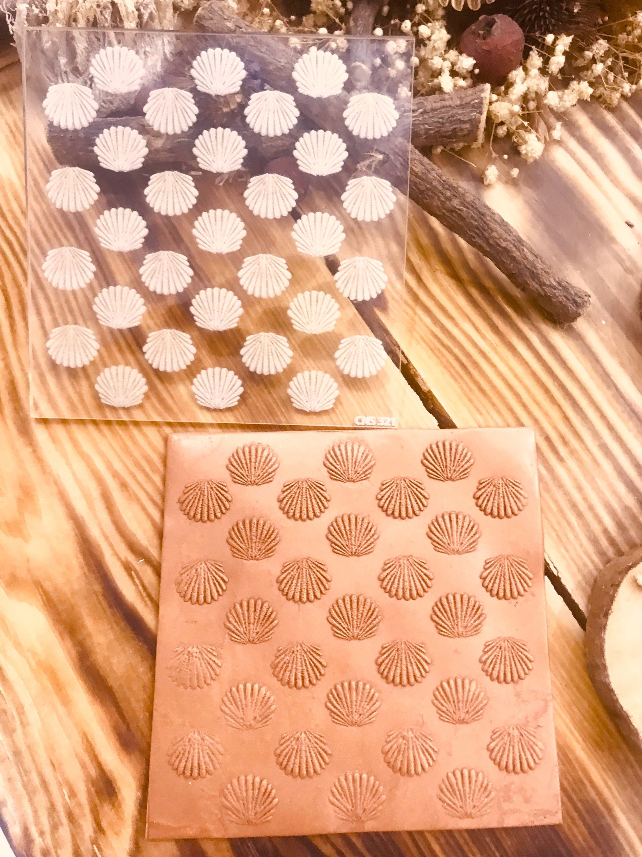Seashell Pattern Acrylic Texture Sheet or Rubber Texture Mat for Polymer Clay 10*10cm Size