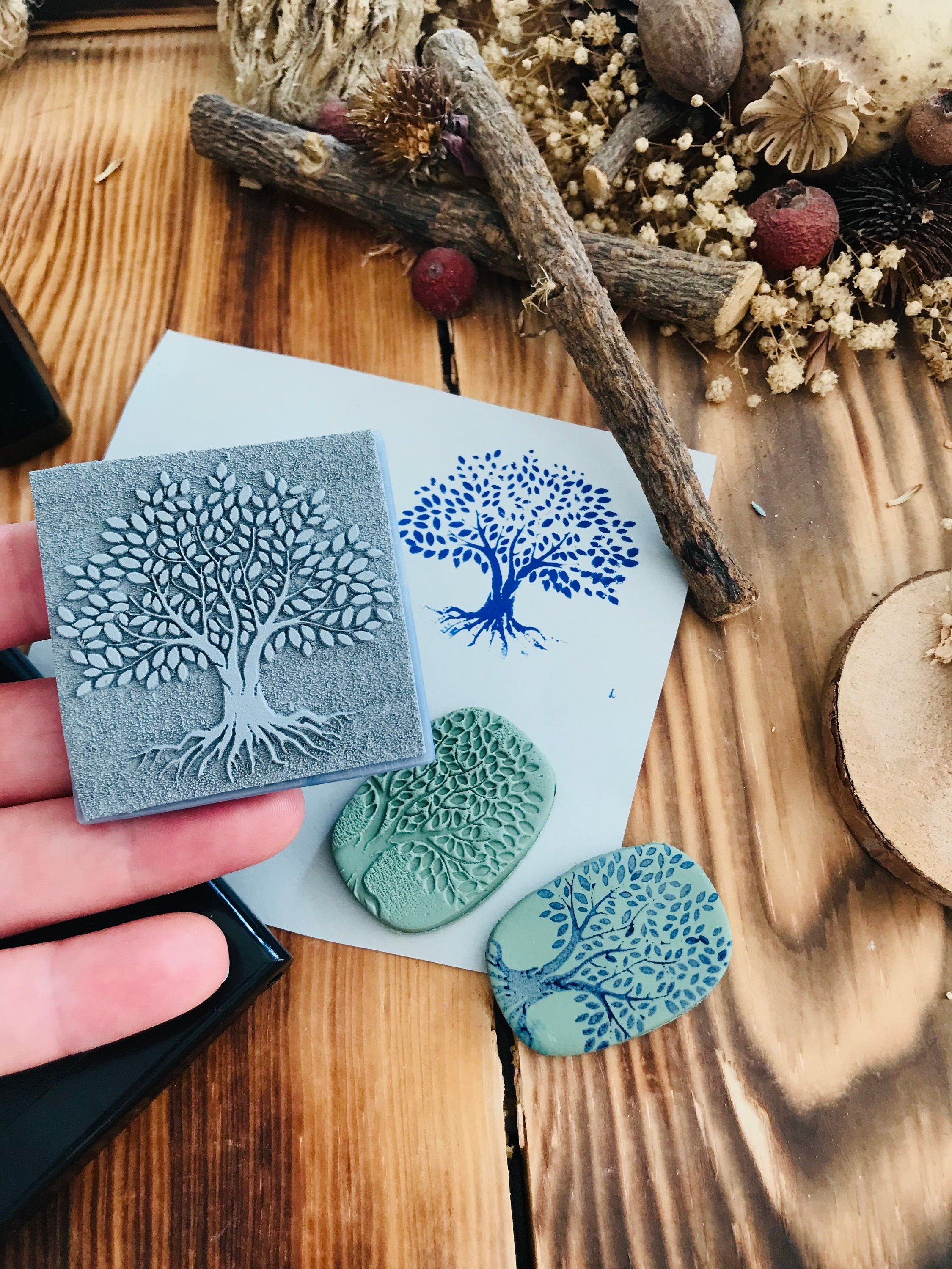 Life of Tree Rubber Stamp for Scrapbooking Decoration, Polymer Clay Deboss Stamp, Decorative Packaging, Card Making, DIY, Notebook Decorate