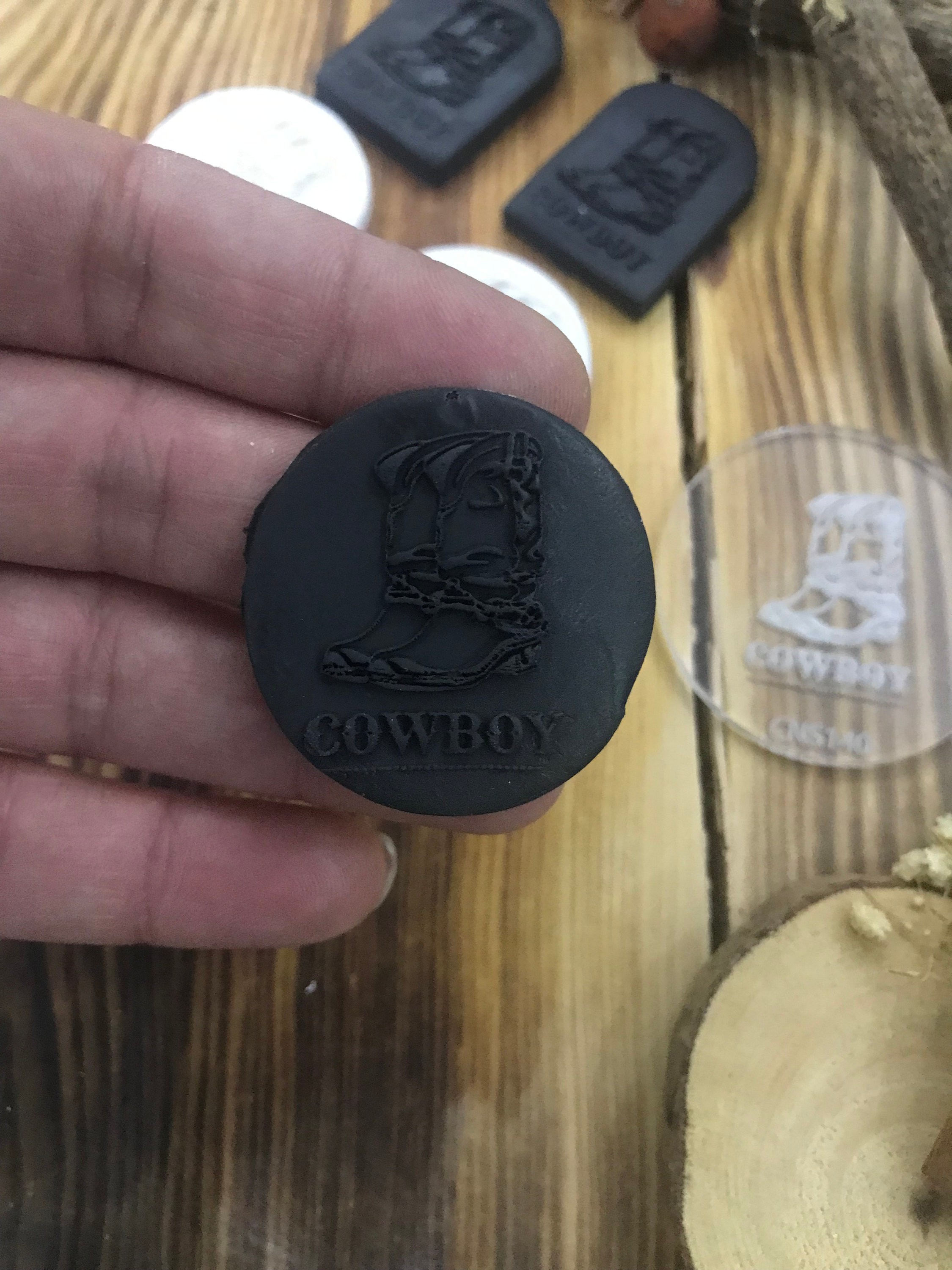 Cowboy Pattern Rubber or Acrylic Texture Mat – Polymer Clay Stamp, Embossing Tool, Acrylic Texture Sheet, Plaque, Tile for Fimo, Sculpey, Cernit