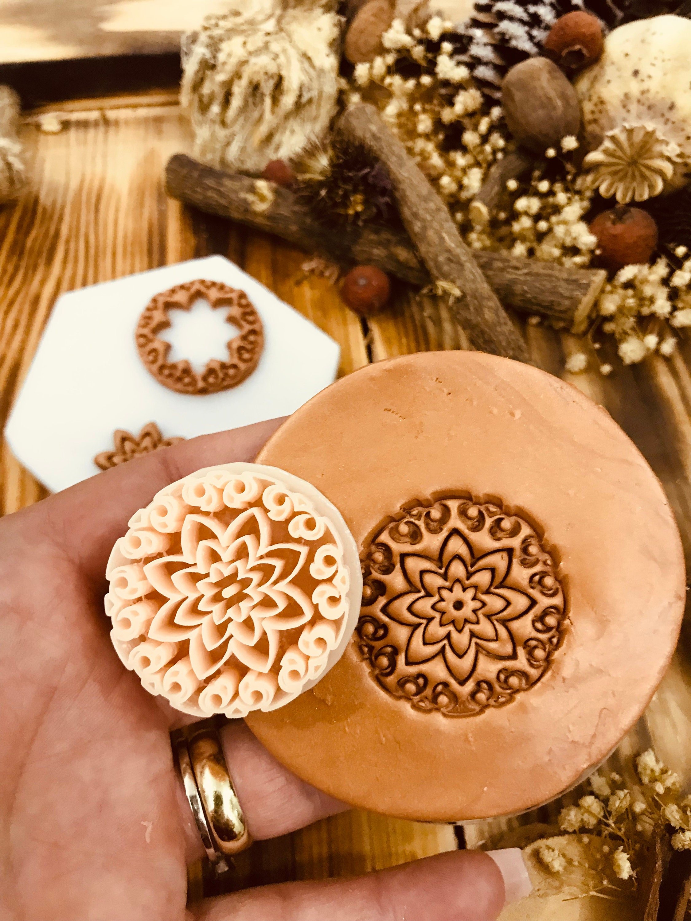 SET OF THREE Mandala Pattern Polymer Clay Cutter, Unique Model, Special Design, Spring Clay Cutters, Unique Clay Cutter For Jewelry Making