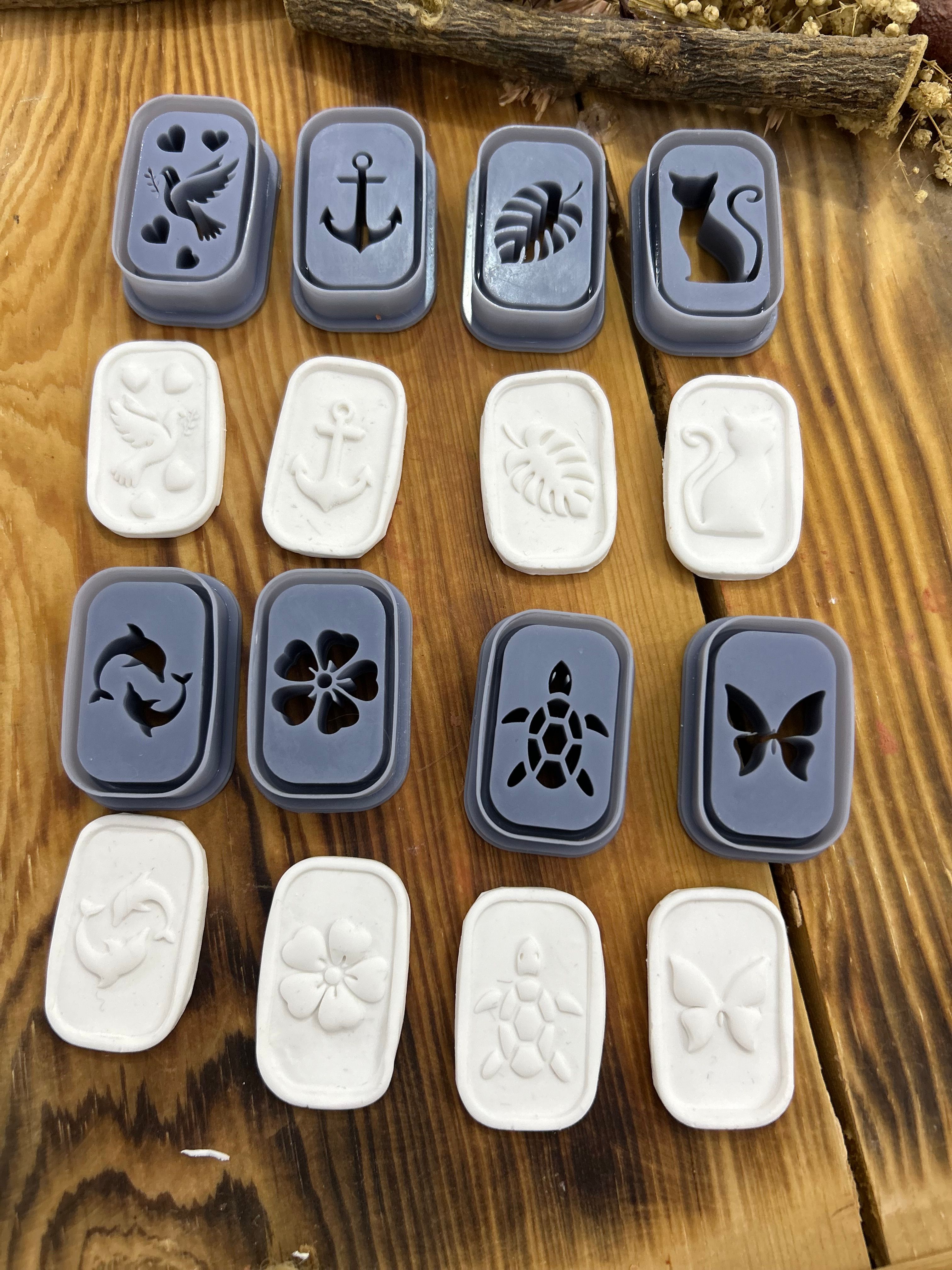 Animal And Nature Clay Cutter Set for Polymer Clay 8pc Resin Cutters with Cat,Anchor, Dove, Butterfly, Turtle, Dolphin, Leaf, Cherry Blossom