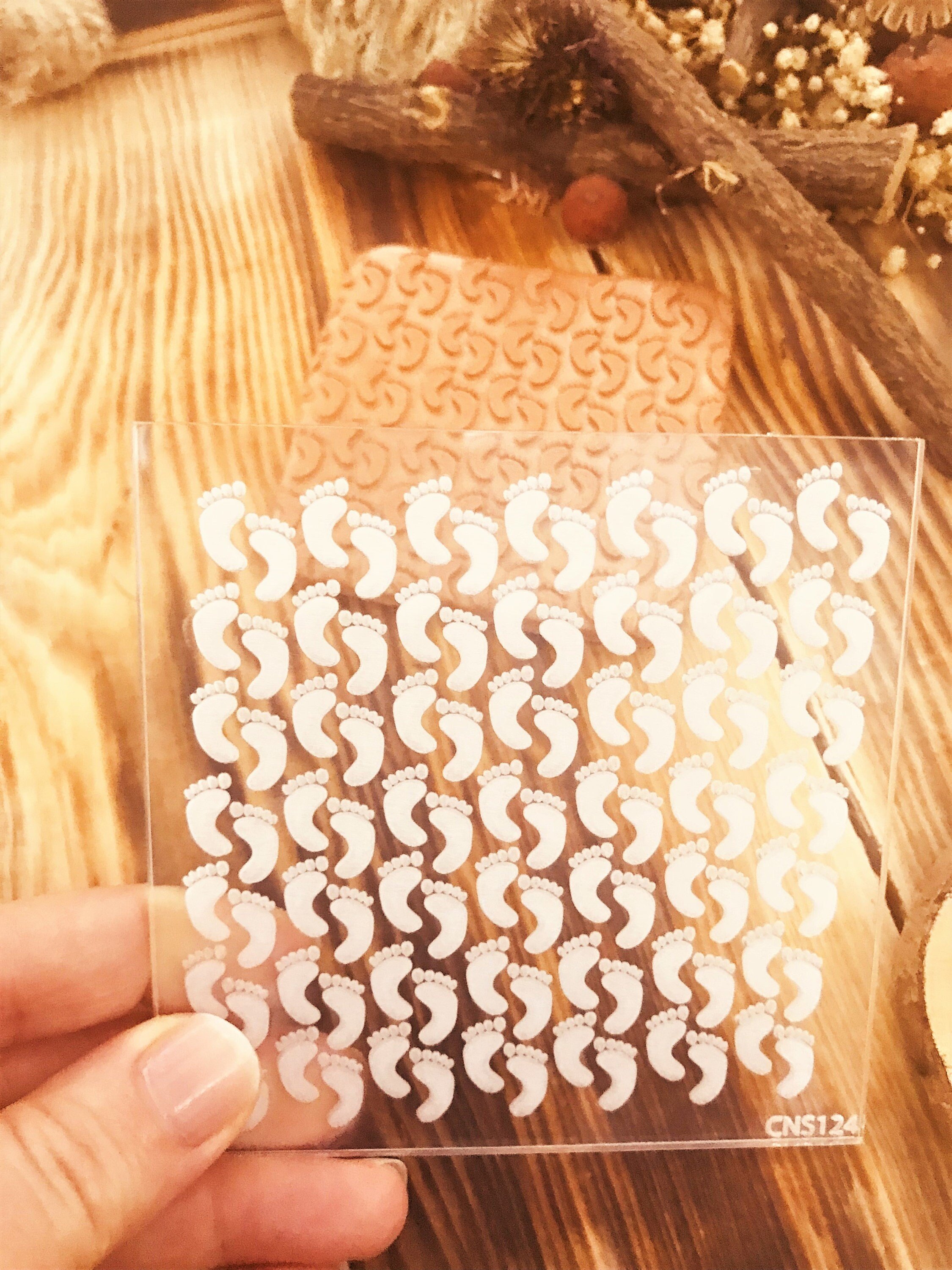 Tiny Foot Polymer CLay Embossing Stamp, Polymer Clay Tool, Texture Sheet, Pottery Tools, Ceramic Supplies, Texture Plate