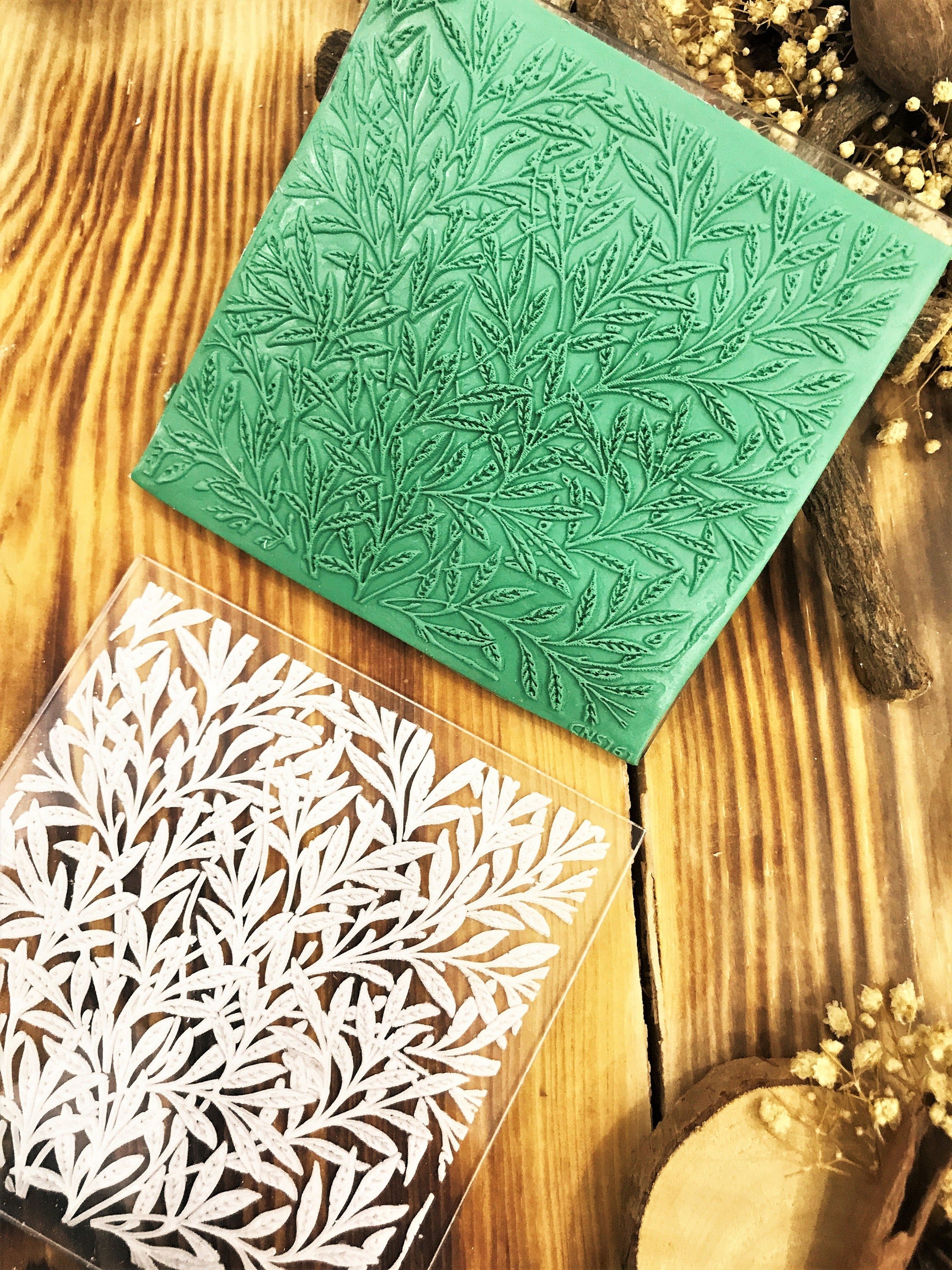 Botanical Leaf3 Texture Mat for Polymer Clay Rubber or Acrylic Texture Stamp, Clay Tool, Texture Sheet for Polymer Clay Earrings & Fondant Crafts
