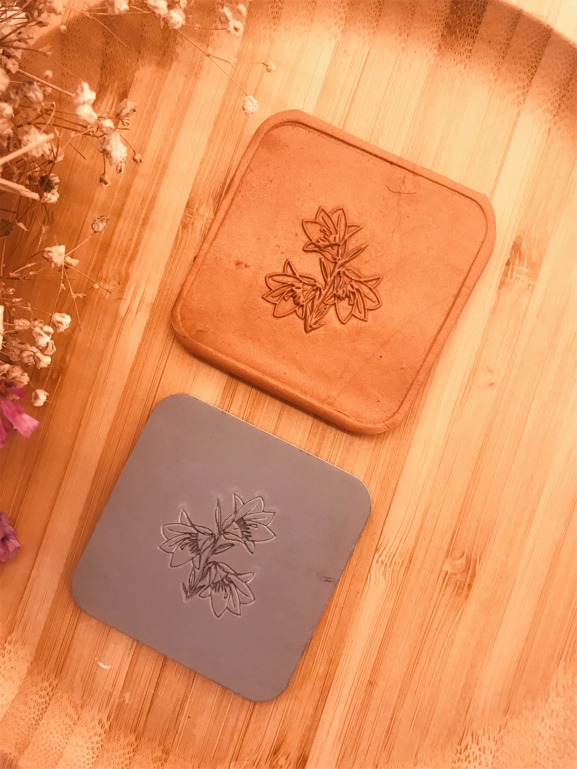 Lily Bouquet Rubber Texture Mat⎥Polymer Clay Tools⎥Earring Making⎥Hand Roller⎥Clay Texture Tool⎥Jewellery Tools