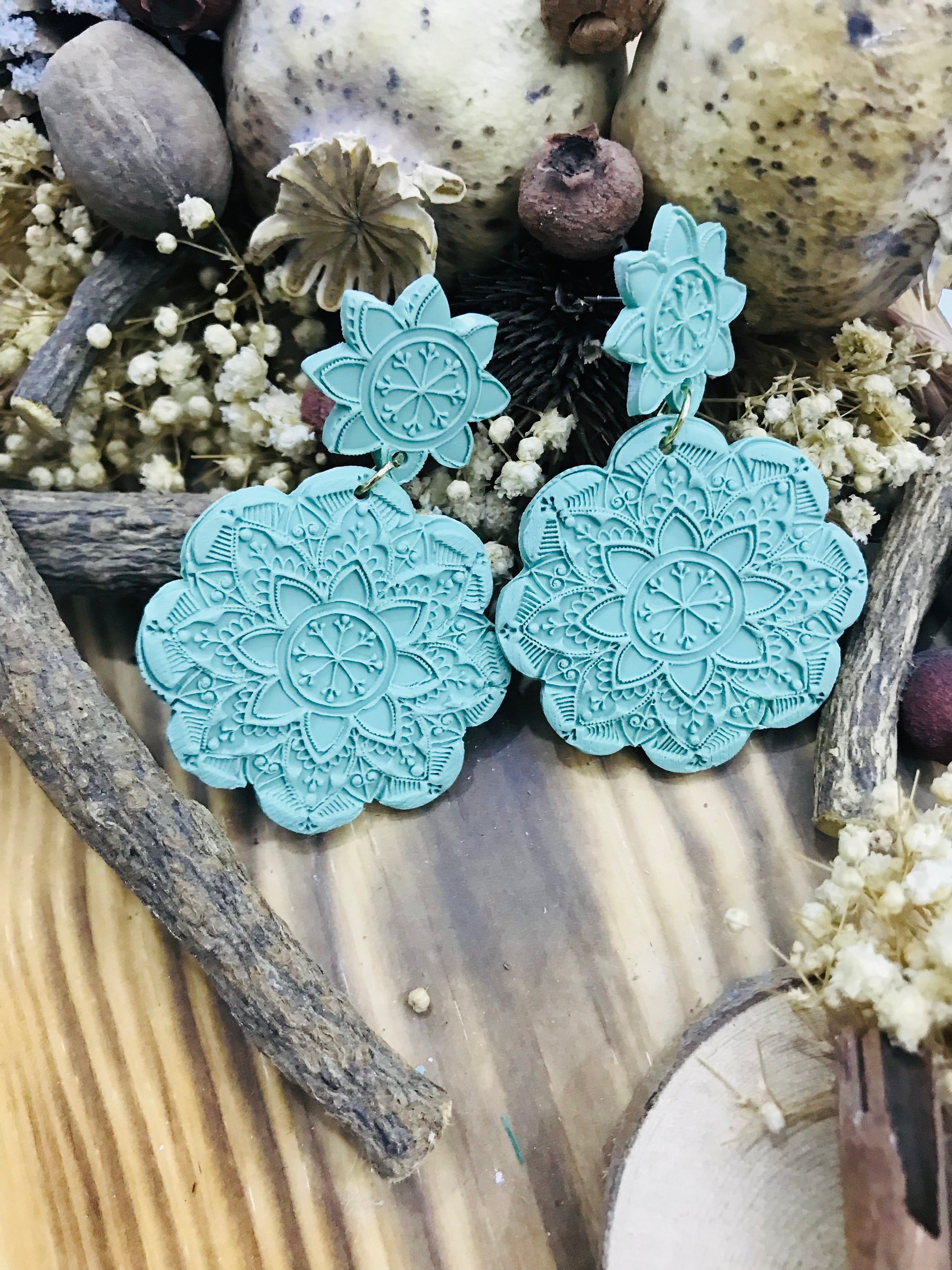 Mandala Art Deco Rubber Texture Mat 10*10Cm⎥Polymer Clay Earring⎥Clay Cutter⎥Hand Roller⎥Clay Texture Tool⎥Jewellery Tools