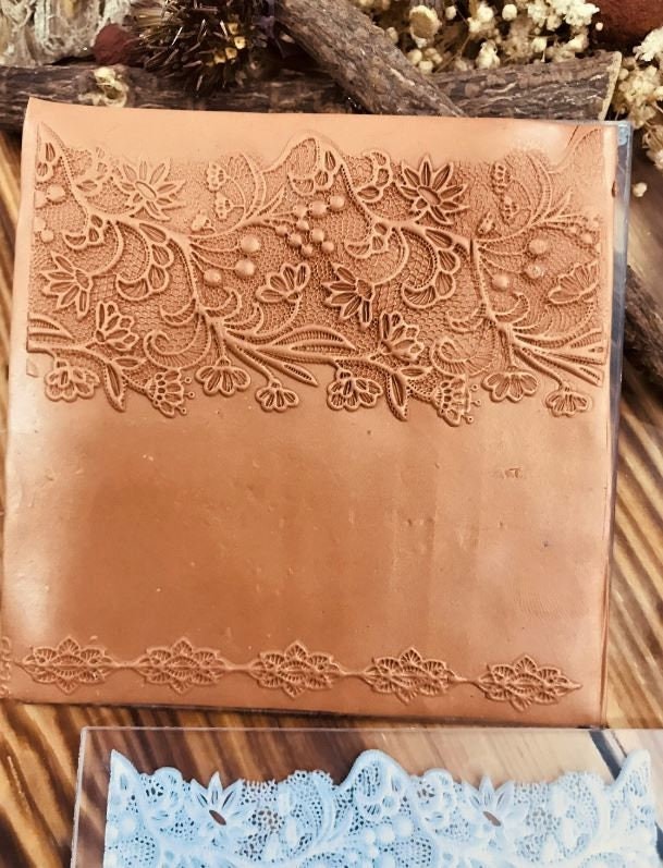 Bridal Lace2 Rubber or Acrylic Texture Mat – Polymer Clay Stamp, Embossing Tool, Acrylic Texture Sheet, Plaque, Tile for Fimo, Sculpey, Cernit