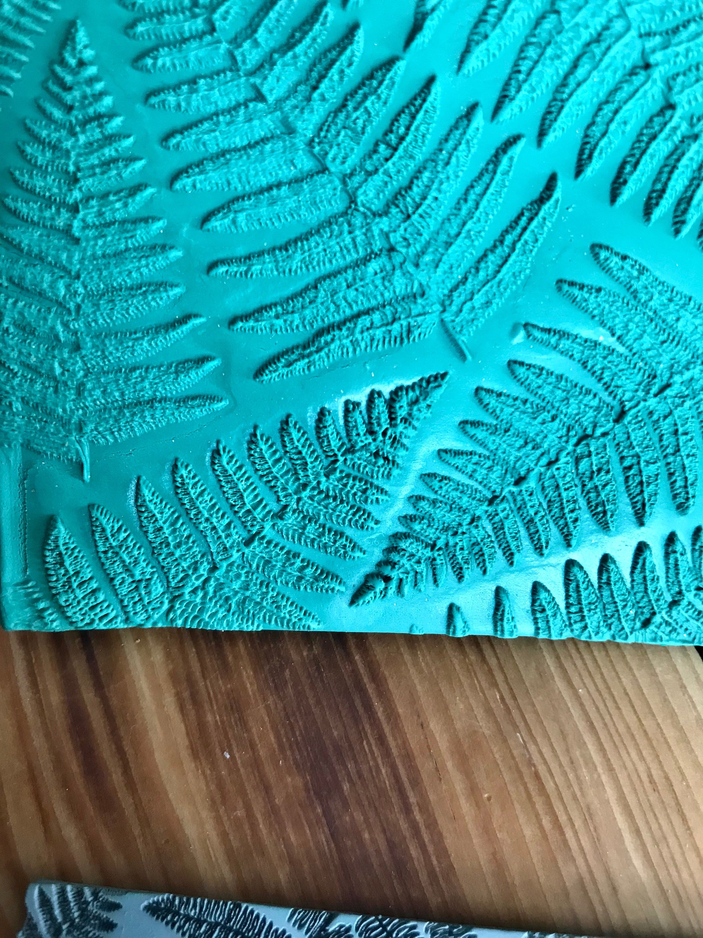Fern Leaf Texture Mat – 70mm Rubber Stamp for Polymer Clay Earrings, Jewelry, Botanical Crafts | Nature-Inspired Clay Texture Tool