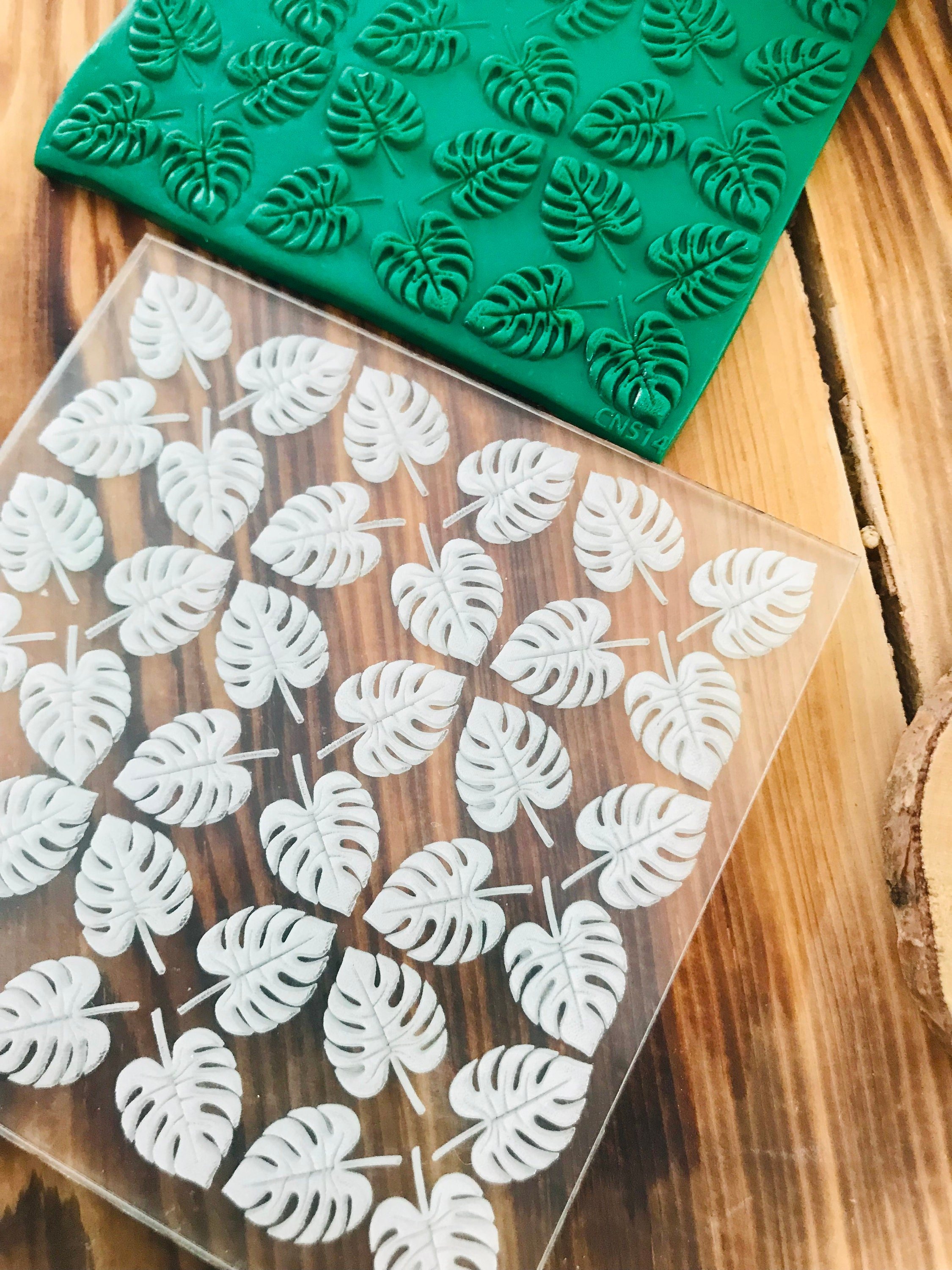 Leaf Texture Mat, Polymer Clay Debossing Stamp, Acrylic clay texture tool, Texture Sheet, Ceramic Earring Supplies, Fondant Leaves