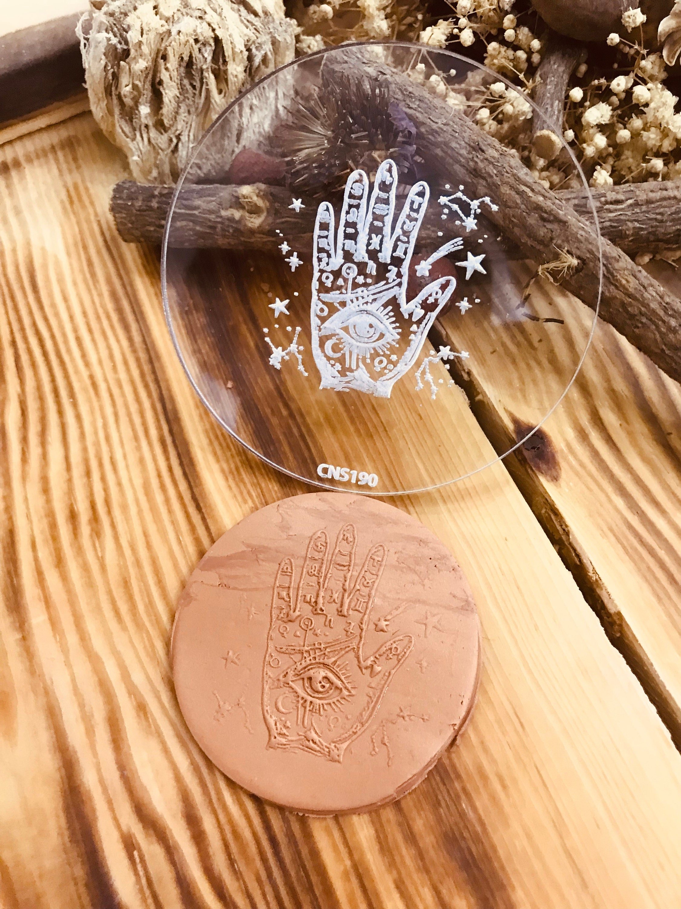 Tarot Hand Hat Pattern Texture Mat, Debossing Stamp, Acrylic clay texture tool, Texture Sheet,Ceramic Supplies, Texture Plate