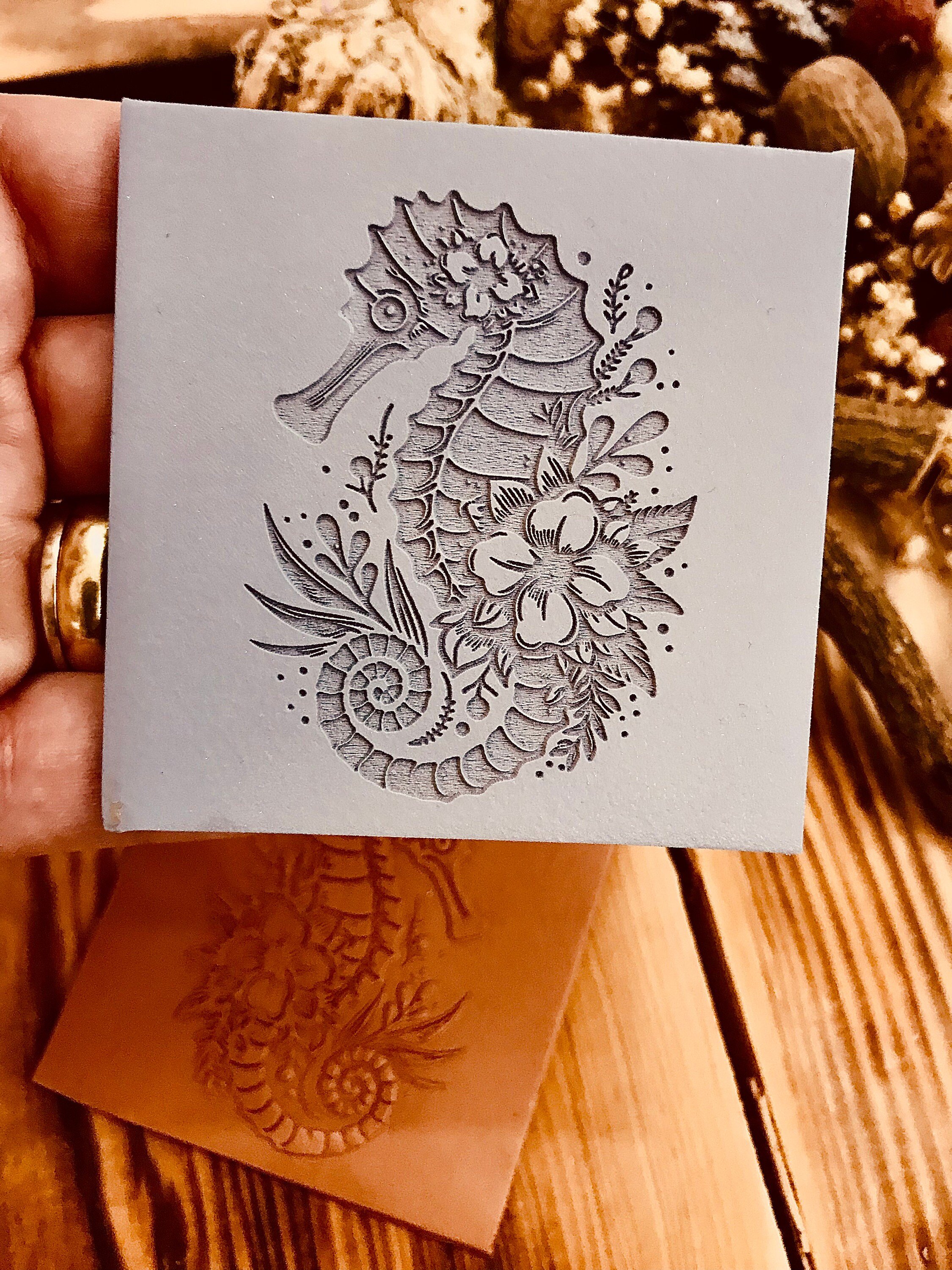 Seahorse With Flowers Pattern Rubber Texture Mat Polymer Clay Tools⎥Earring Making⎥Hand Roller⎥Clay Texture Tool⎥Jewellery Tools