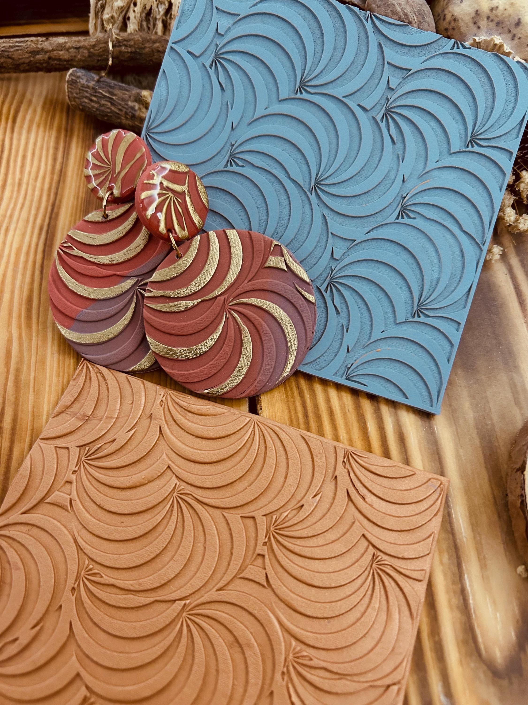 Wave Optical Illusion Pattern Rubber Texture Mat Polymer Clay Tools⎥Earring Making⎥Hand Roller (Picture Size 10*10cm Rubber)