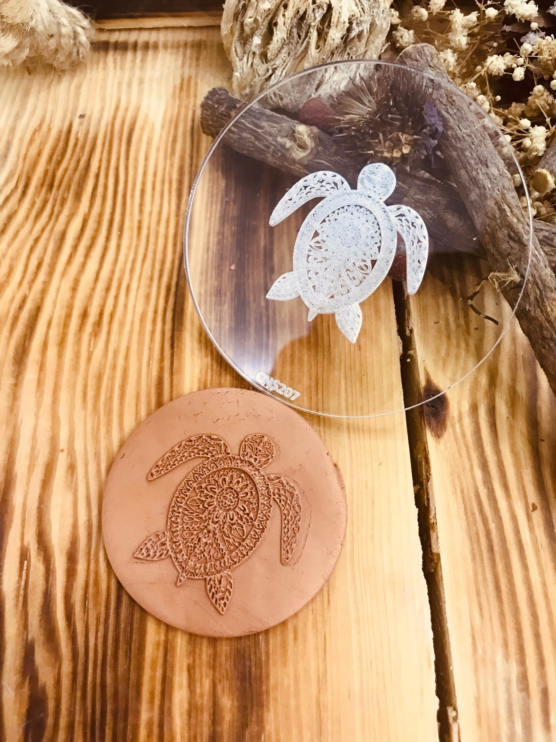 Mandala Turtle Pattern Texture Mat, Debossing Stamp, Acrylic clay texture tool, Texture Sheet,Ceramic Supplies, Texture Plate