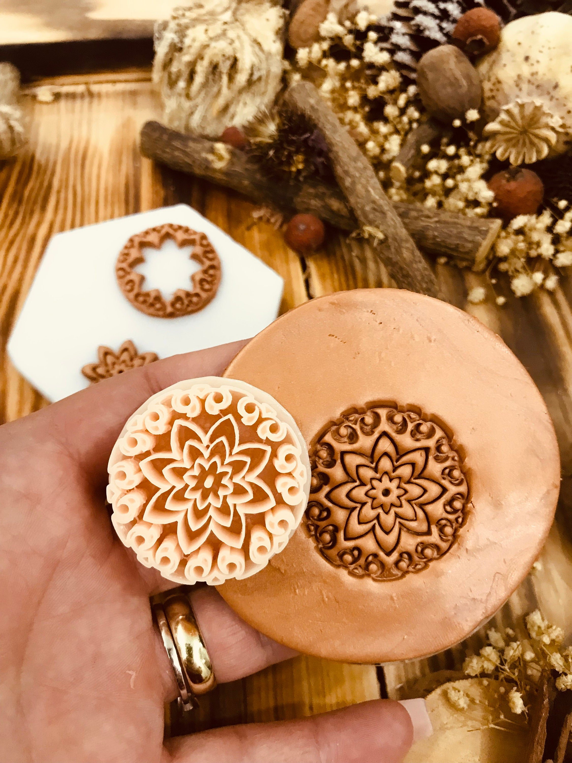 SET OF THREE Mandala Pattern Polymer Clay Cutter, Unique Model, Special Design, Spring Clay Cutters, Unique Clay Cutter For Jewelry Making