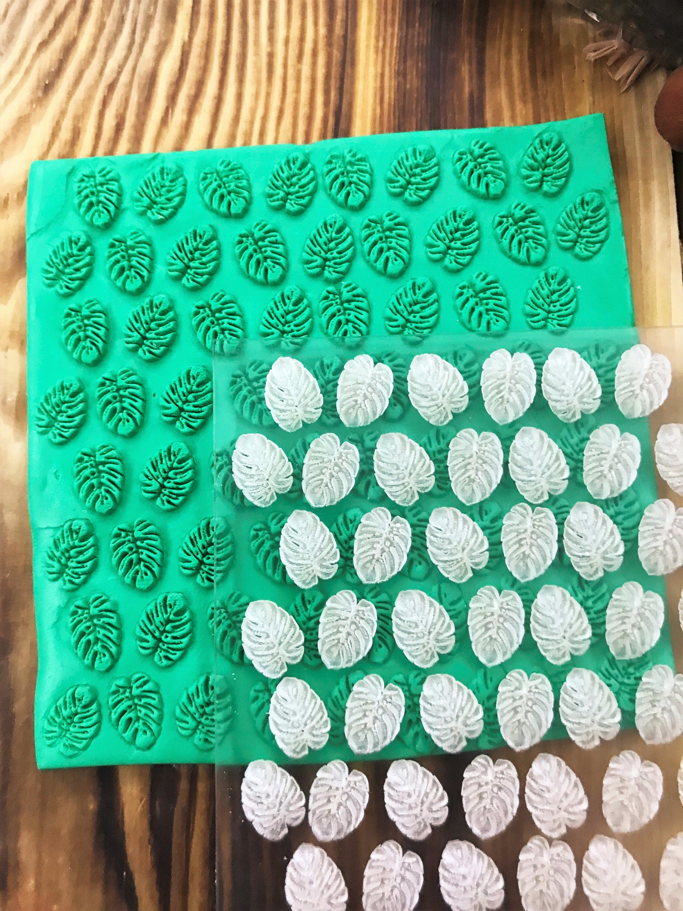 Palm Leaf Texture Mat, Polymer Clay Impression Mat, Acrylic Ceramic texture tool, Polymer Clay Earring Tool